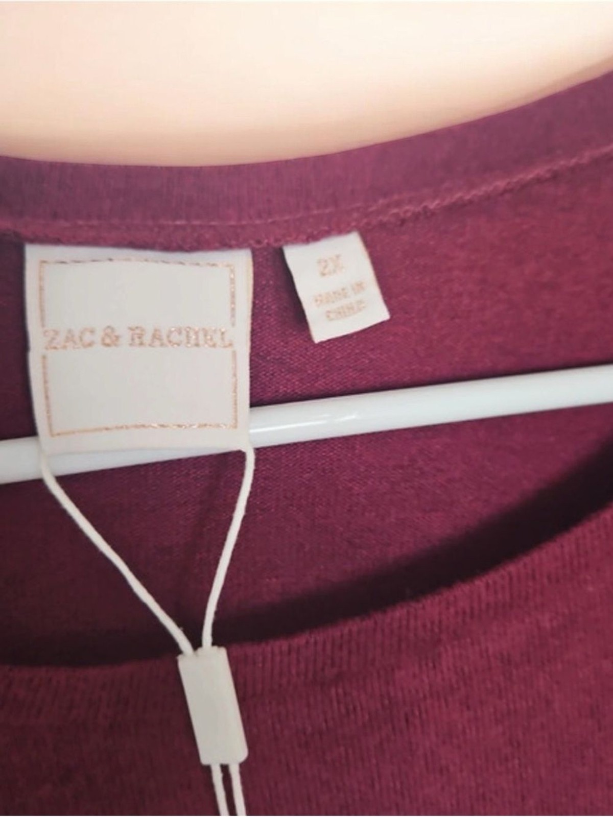 Zac & Rachel Long-Sleeve Jewel-Neck Top in Wine