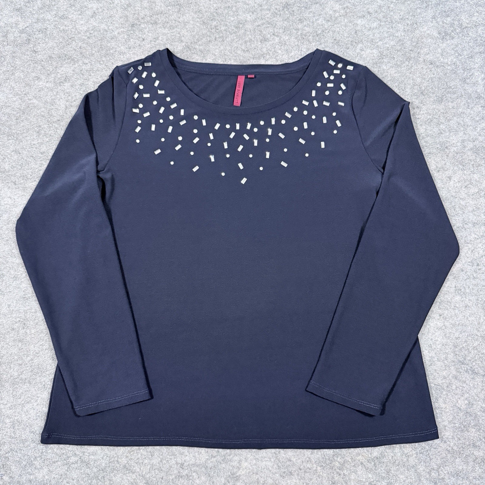 Love Scarlett 3/4 Sleeve Casual Pullover Top Women’s Size Large Dark Navy Blue