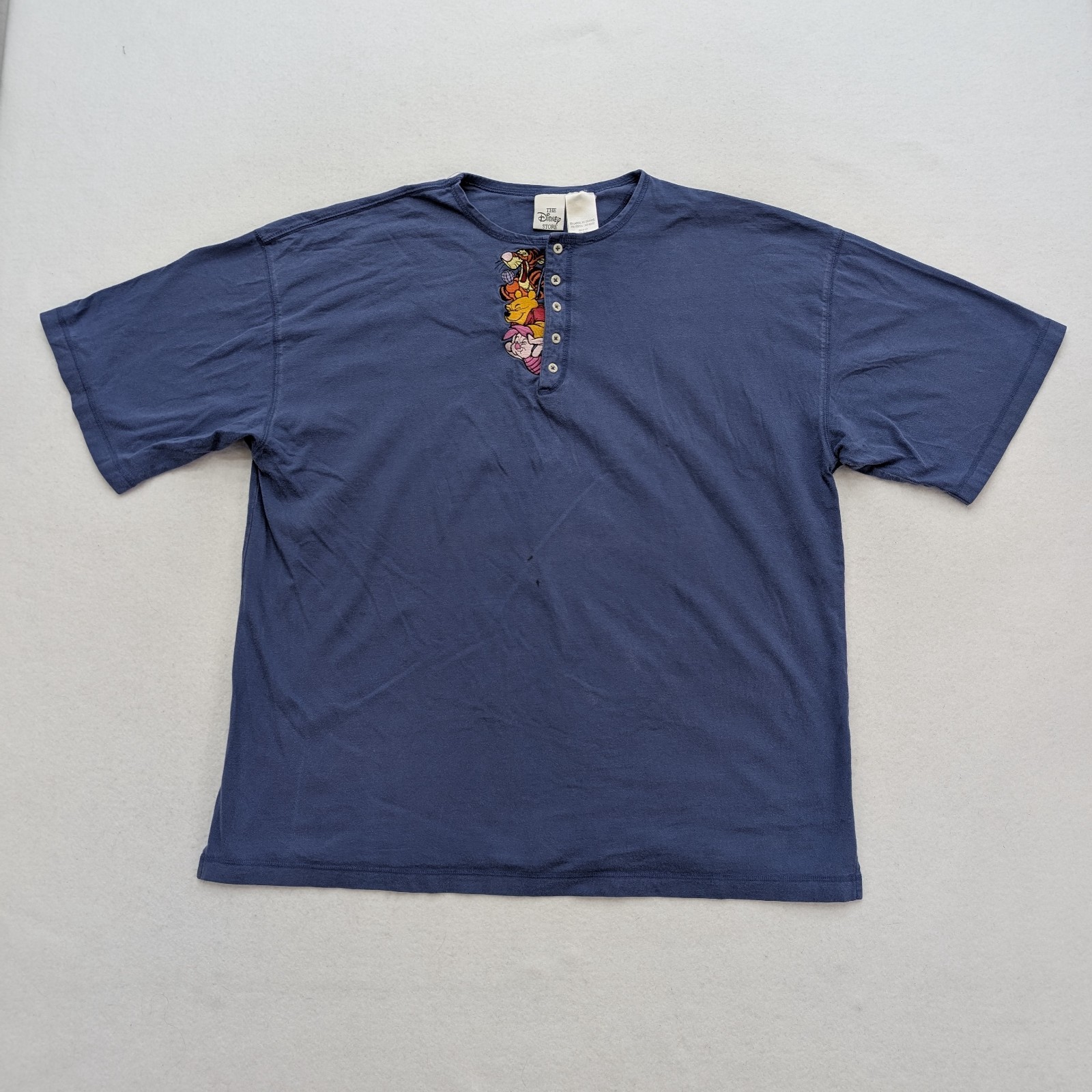 The Disney Store Vintage 90s Henley T-Shirt Size XXL Pooh Tigger Piglet FLAWS