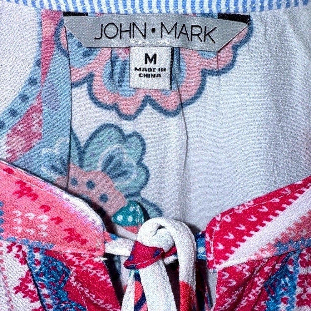 John Mark Womens Size Medium Paisley Pink Floral Boho Tunic NWT