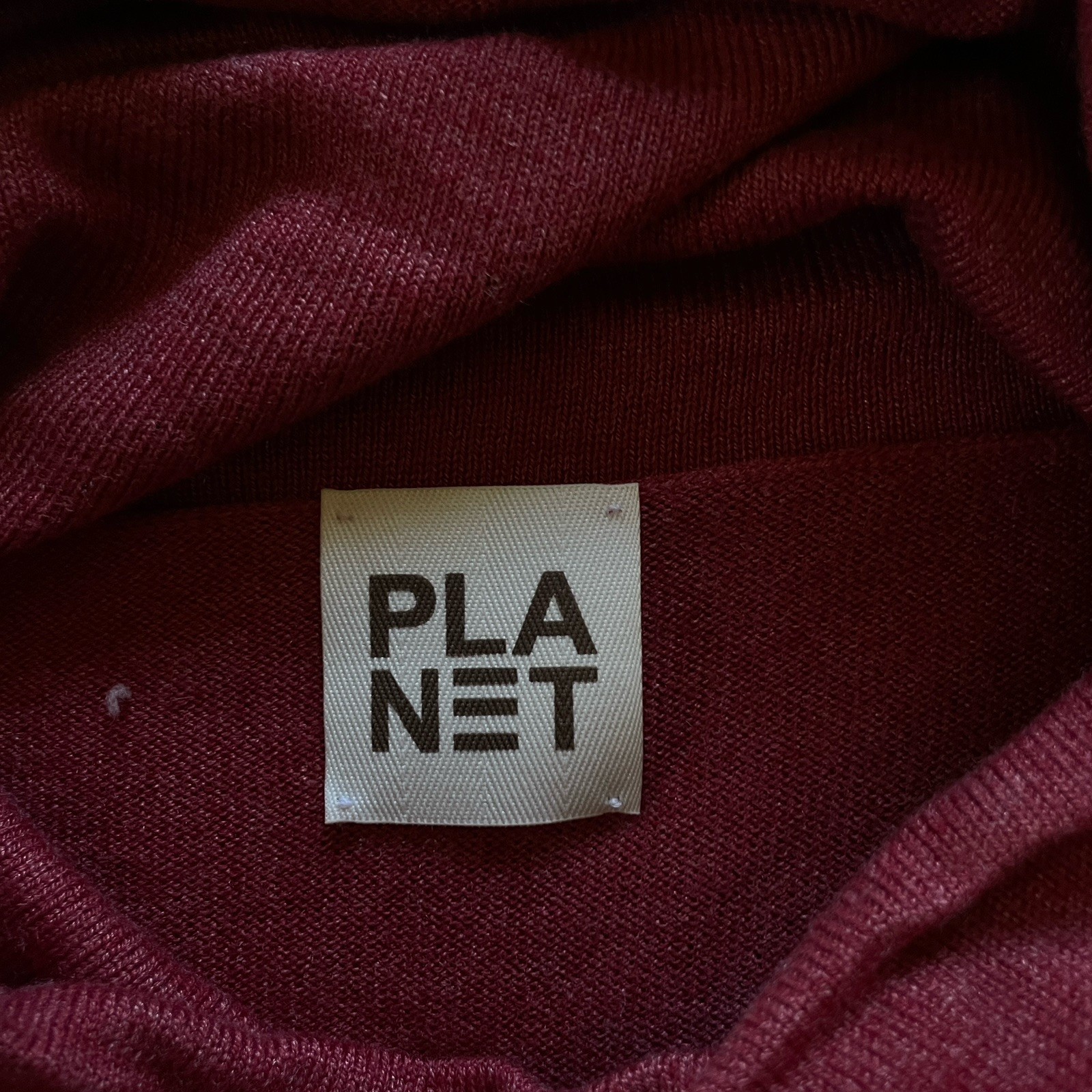Planet By Lauren G One Size Cowl Neck Top Garnet Red Pima Blend Knit Lagenlook