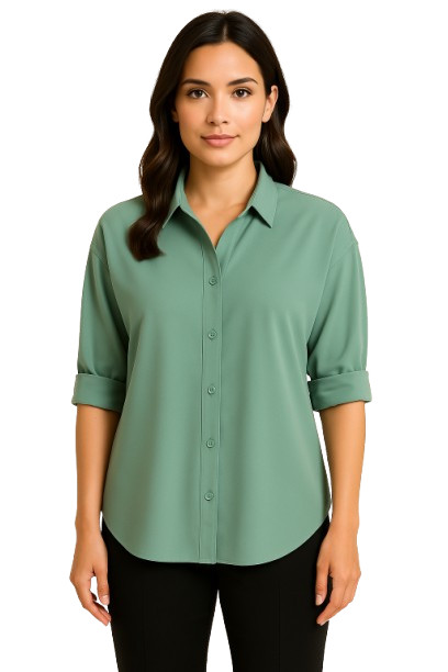Cupio NWT XL High Low Blouse Cotton Blend Teal Oversize Machine Wash
