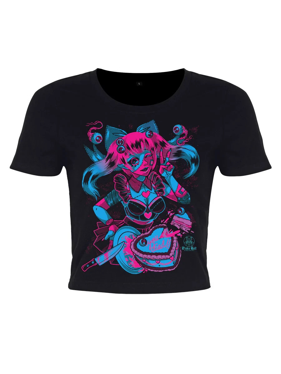 PINKU KULT DEATH DAY CROP TEE T SHIRT TOP BY GRINDSTORE WOMEN GOTH BIRTHDAY DOLL