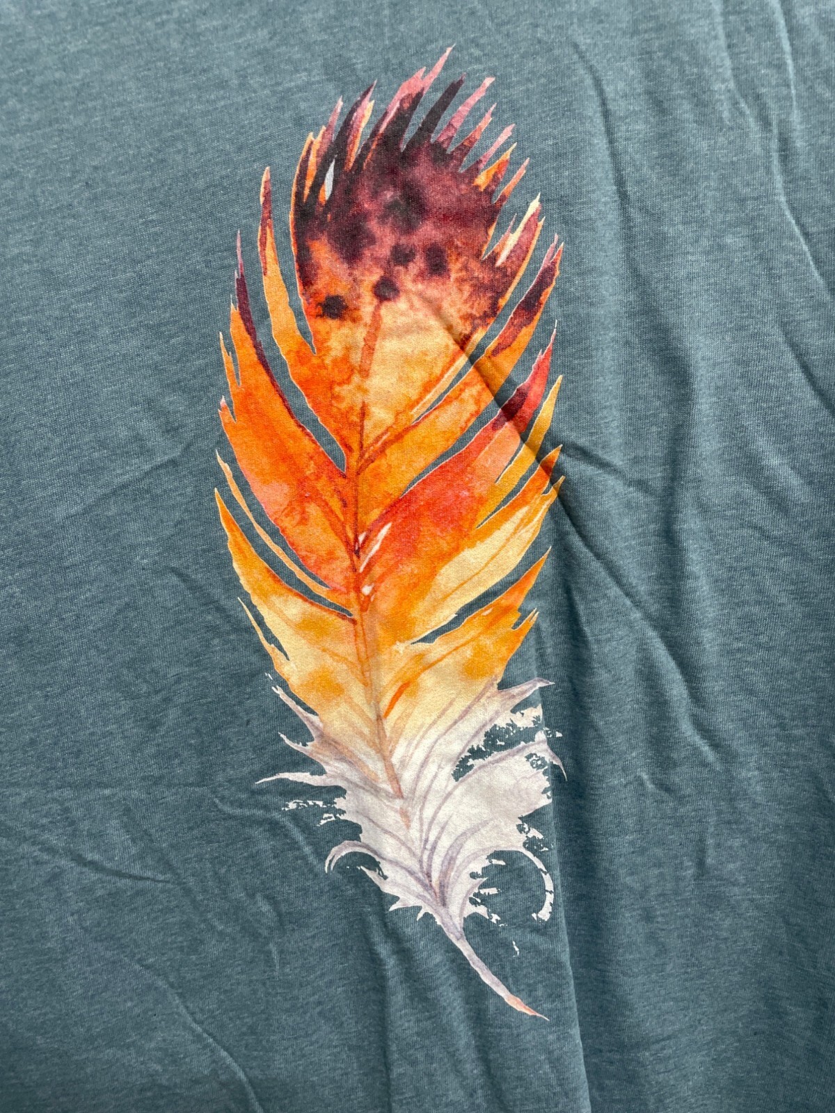 Bella + Canvas Feather Print Graphic TShirt Unisex M Short Sleeve Blue Basic Tee