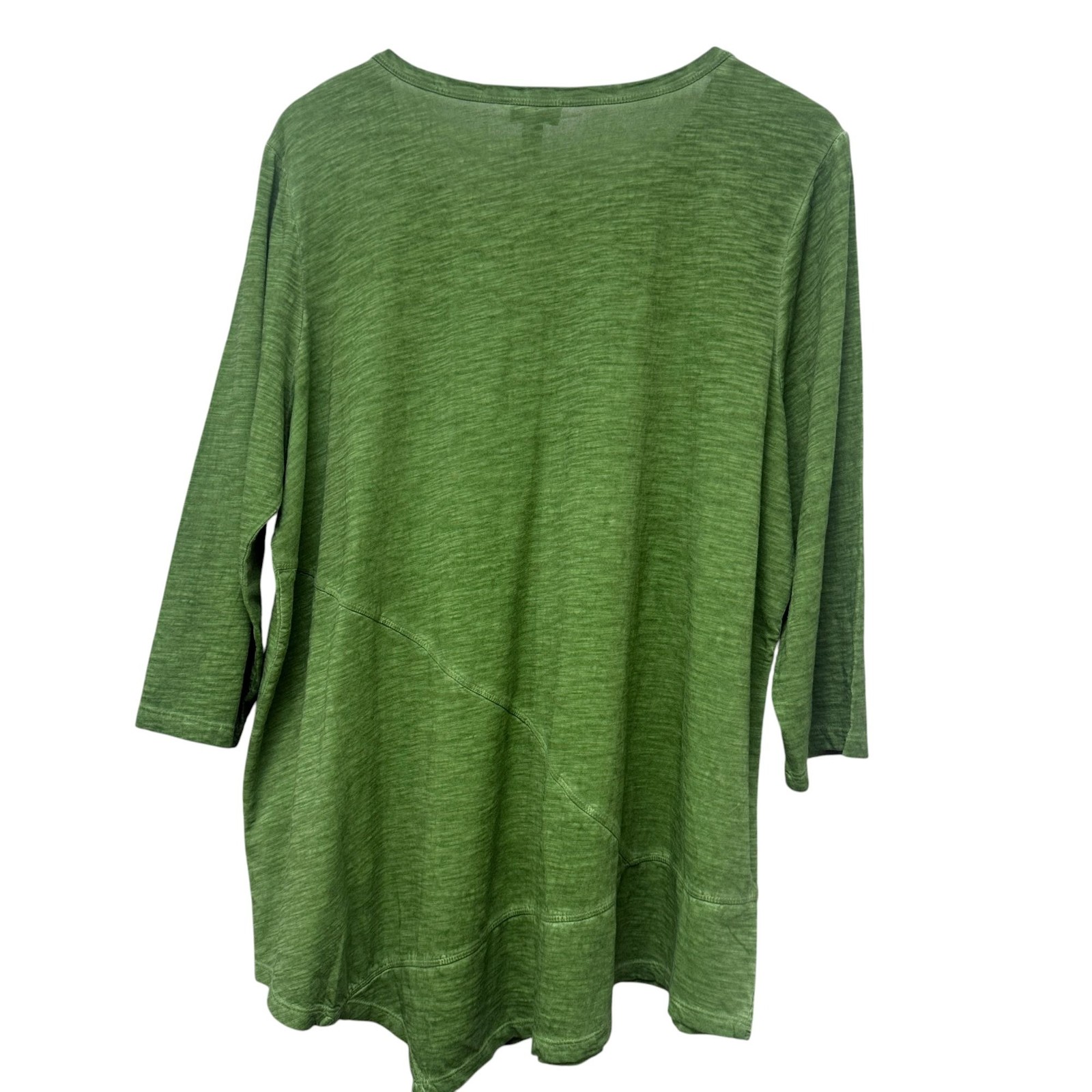 LOGO Lori Goldstein Green Tunic Tee Plus Size 1X Snap Henley Boho Top NWOT