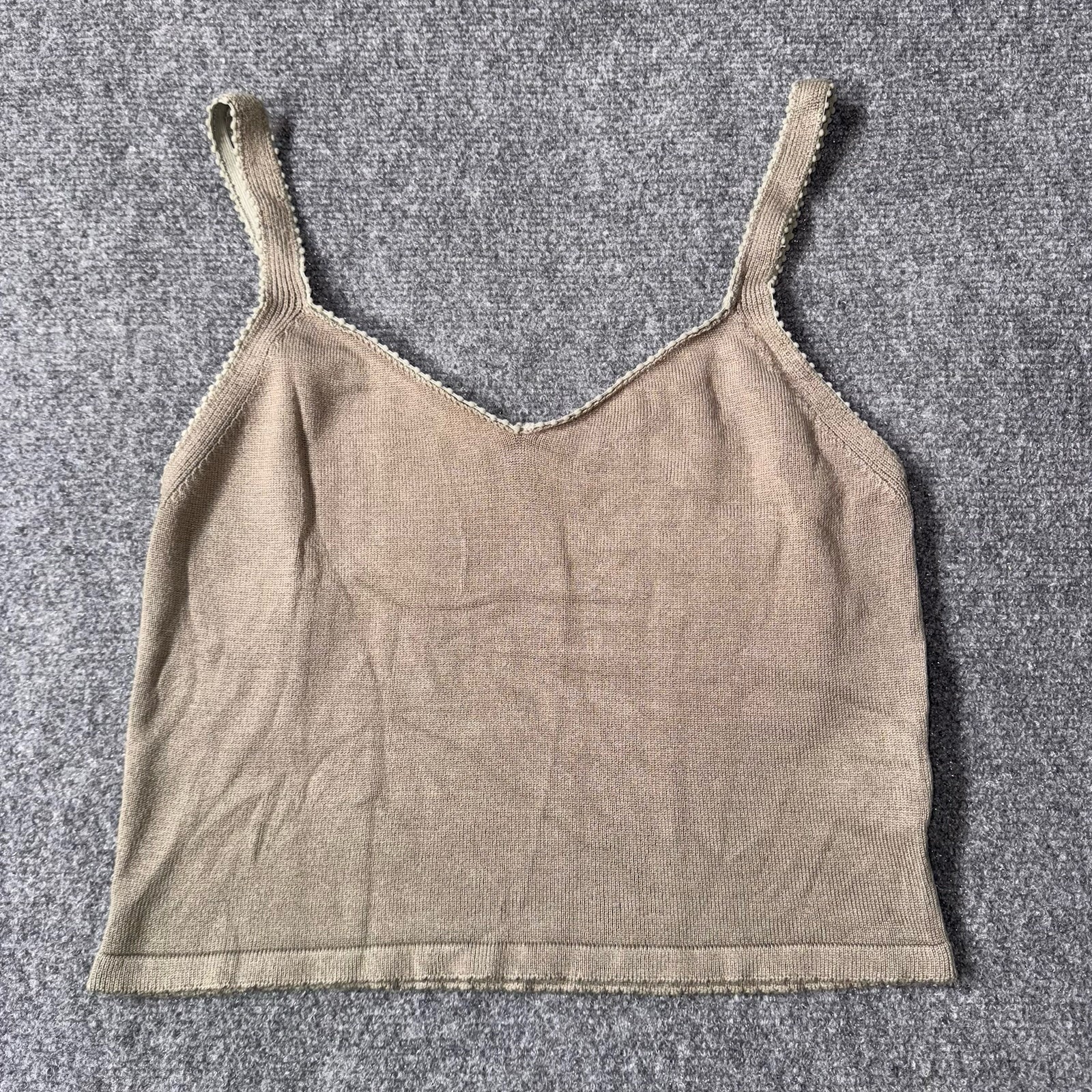 Forever 21 Olive Army-Green Razorback Strappy Sleeveless Crop Top Womens Medium