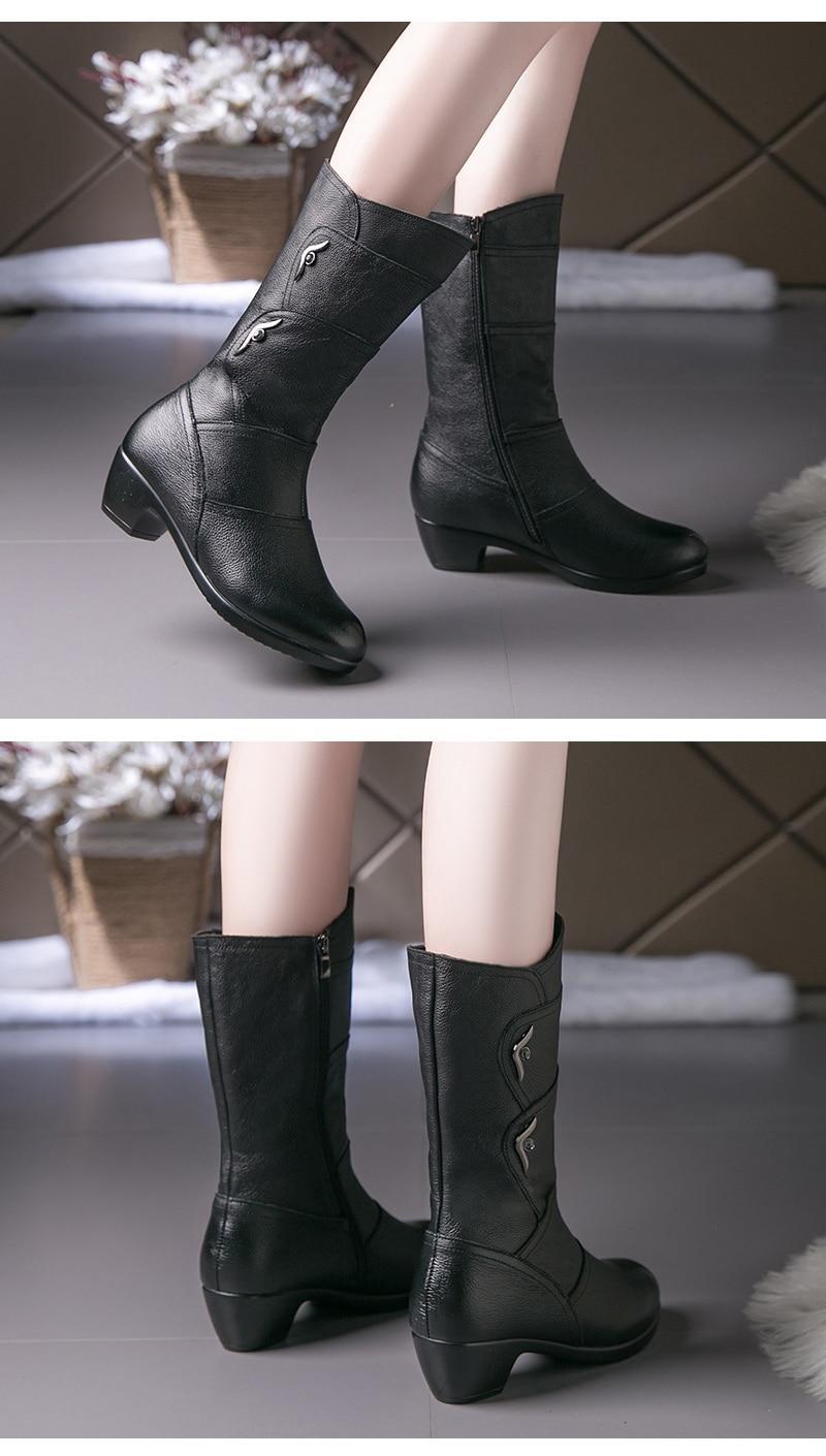 New Zapatos Botines Botas De Piel Sintética Para Mujer, Cálidos Cuero Invierno