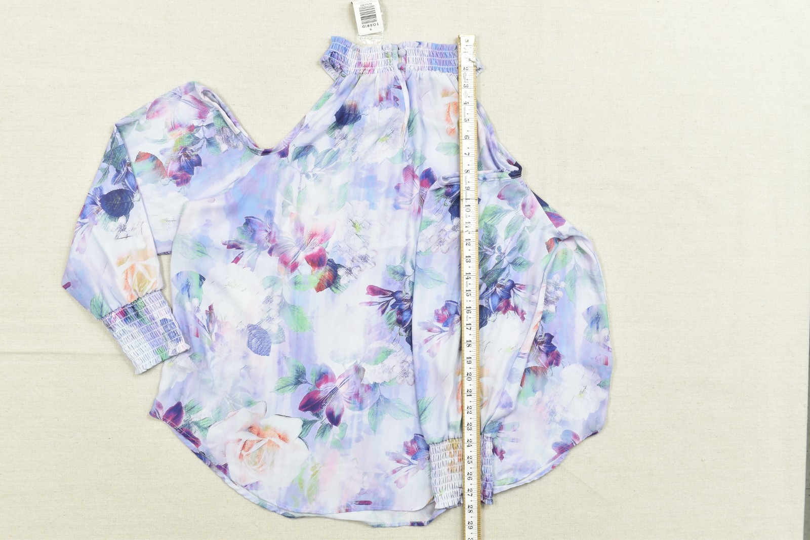 Torrid Plus Size 2 2X 18-20 Floral Cold Shoulder Mock Smock Neck Blouse Top NWT