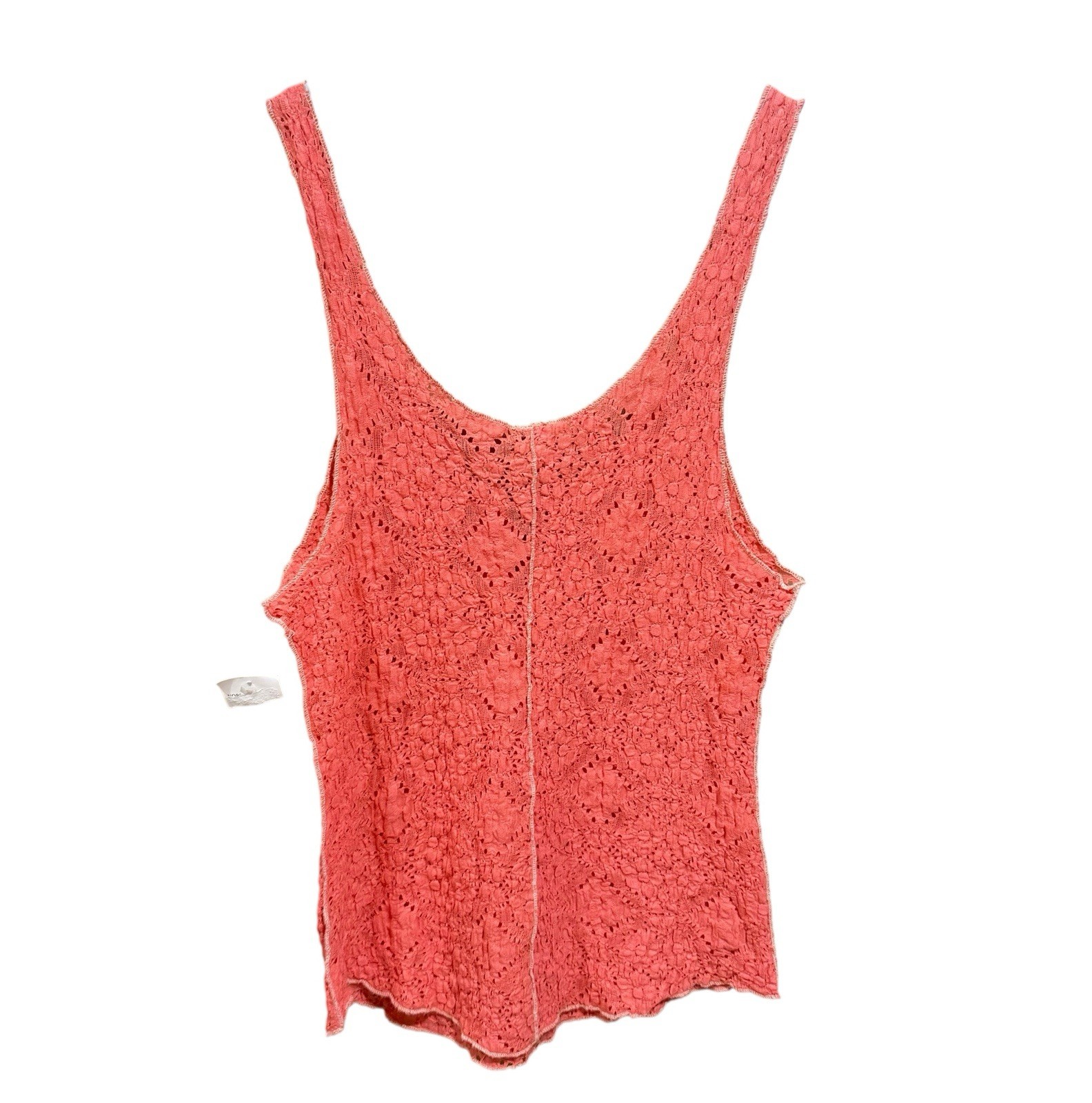 NWT Free People Intimately Pink Sleeveless Pucker Lace Notch Cami Tank Large NEW