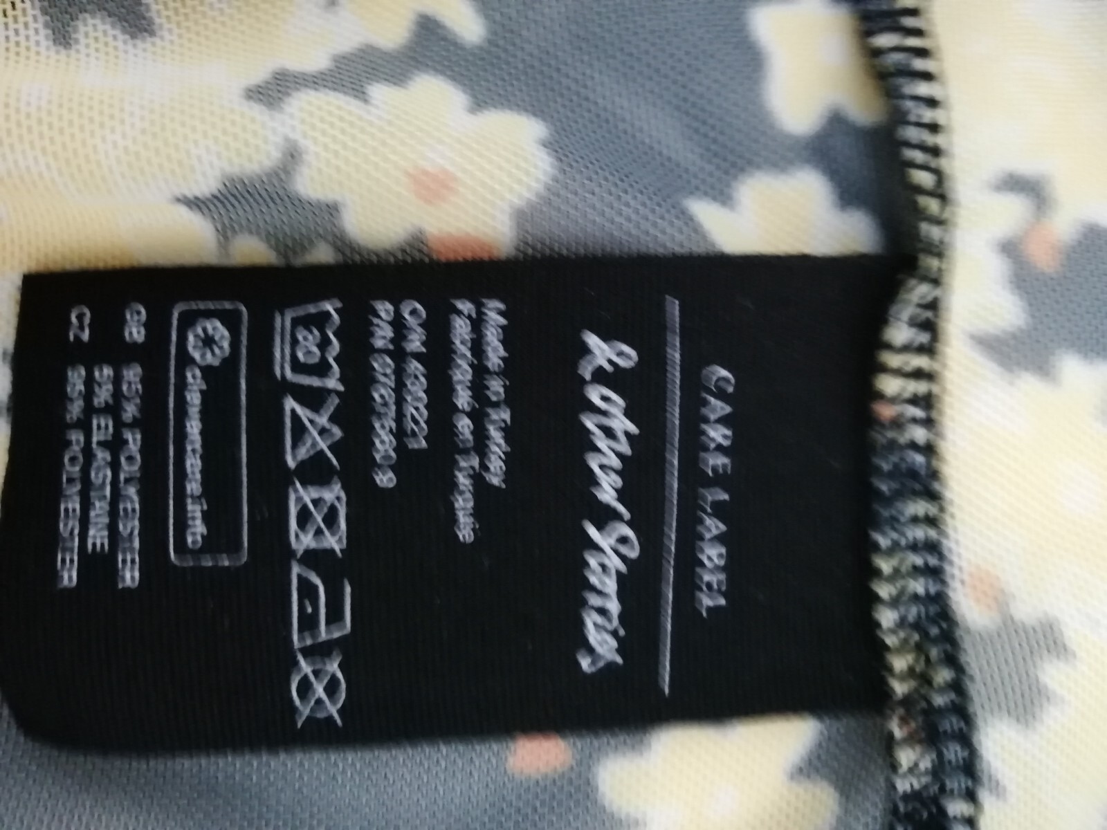 & Other Stories Size 12 (EU40) Yellow Black White Floral Mesh Sheer Stretchy Top