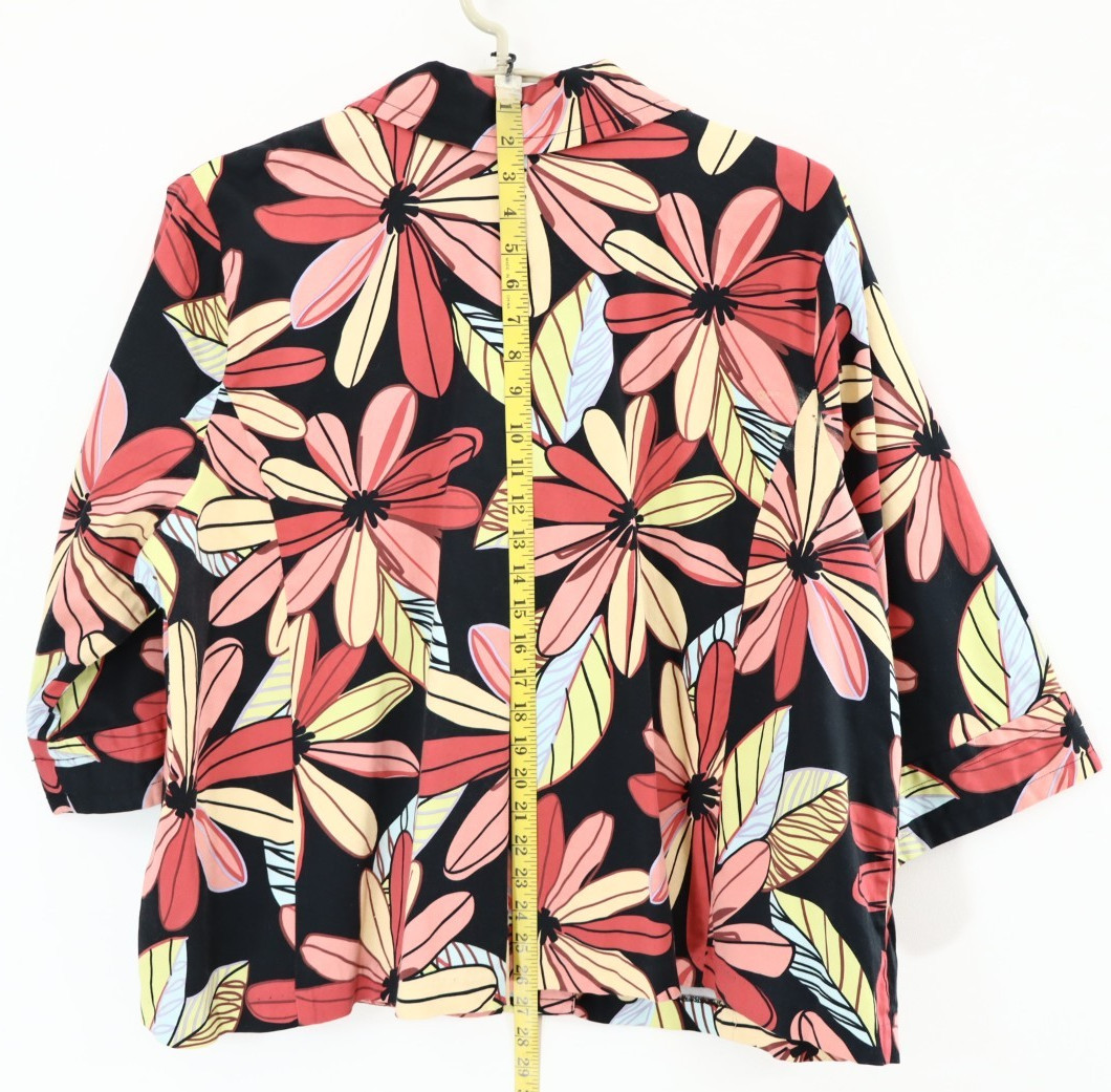 ERIN By ERIN LONDON Women’s 97% Cotton Blouse 3/4 Sleeve Floral Multicolor 2X