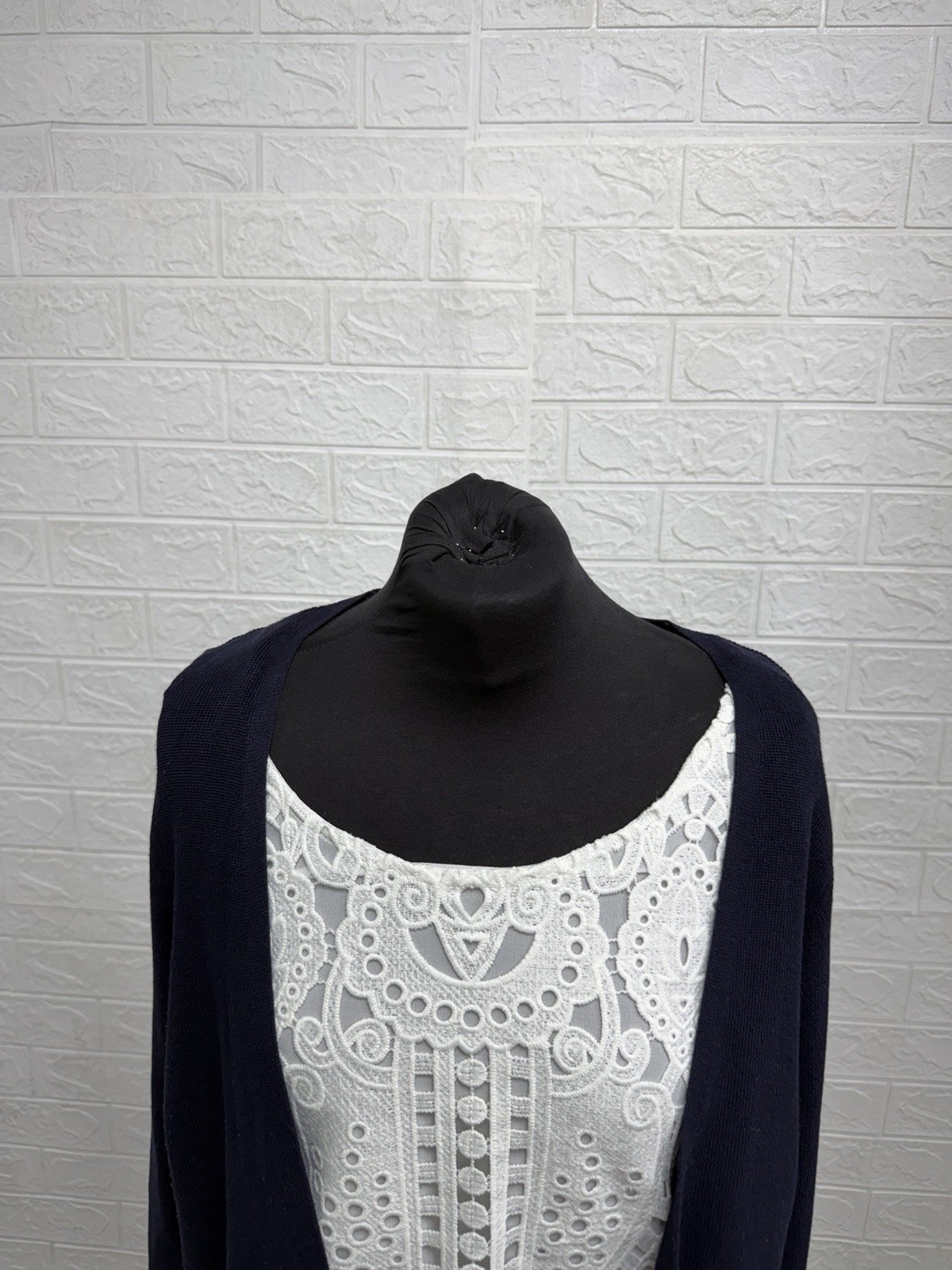 Marks And Spencer Jumper Top Combined Size 16 Womens Broderie Anglaise Navy