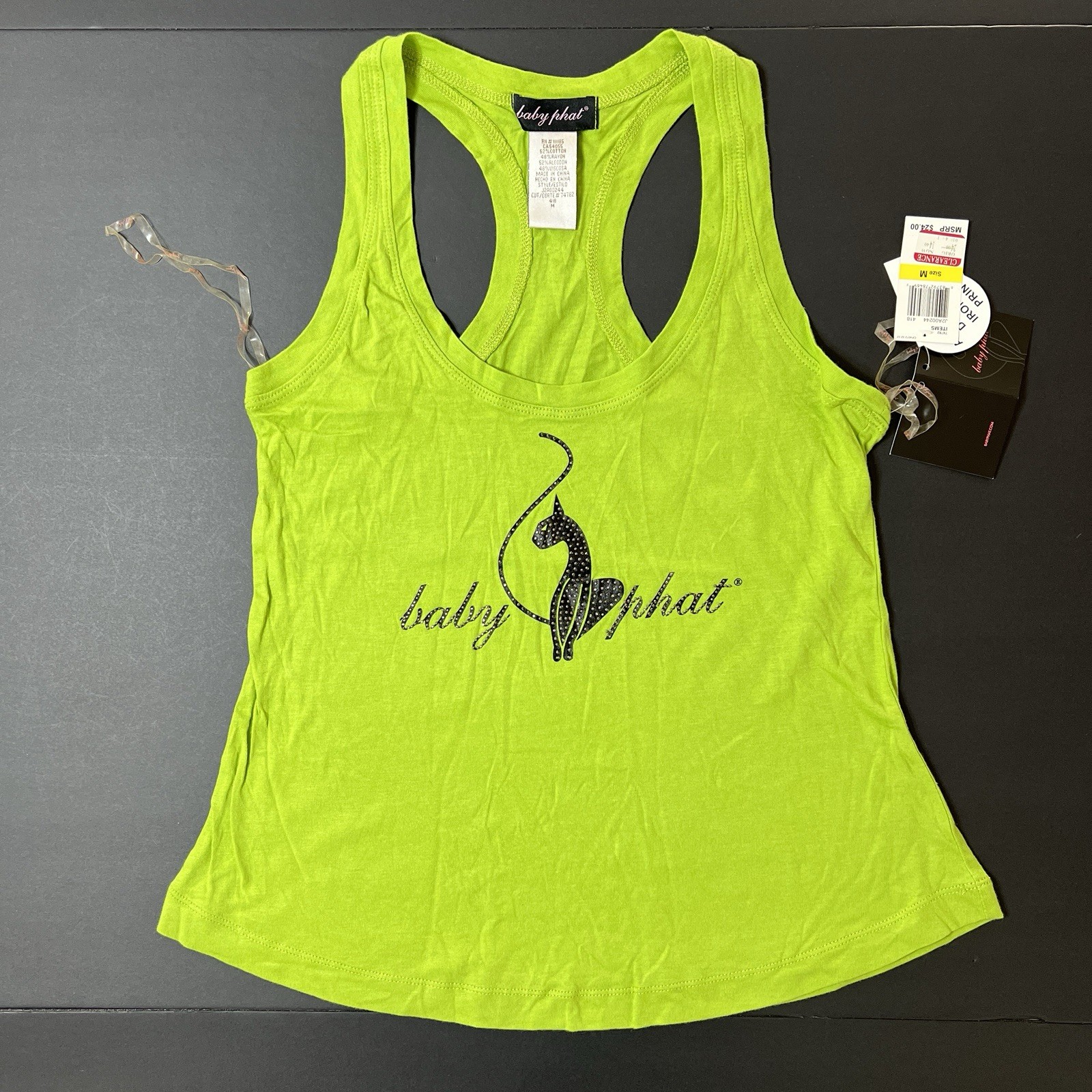 Vintage Baby Phat Sleeveless Top Women’s M Green Y2K Dopamine Designer Tank NWT