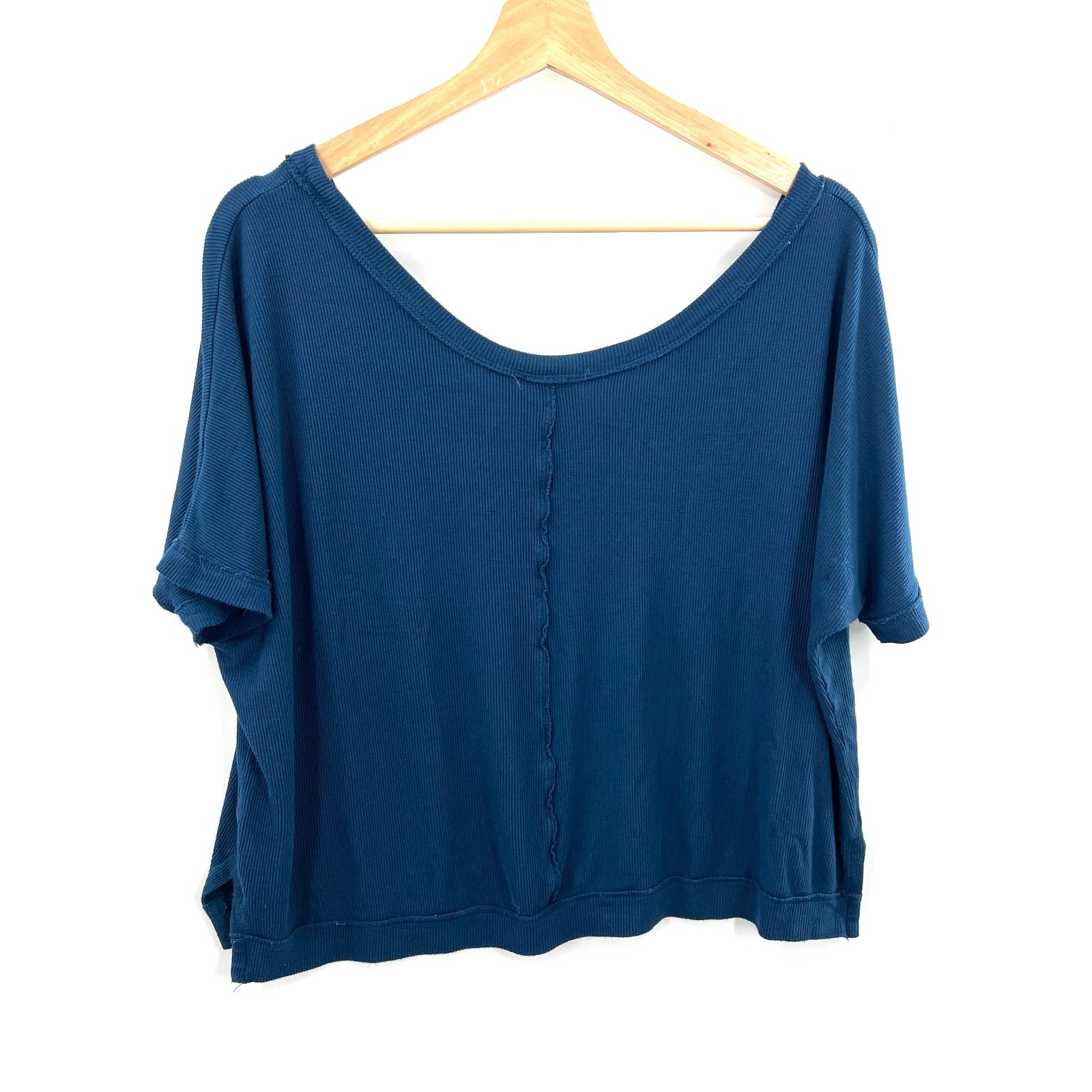 H by Bordeaux ribbed scoop neck cropped boxy fit top dolman sleeve oversized M