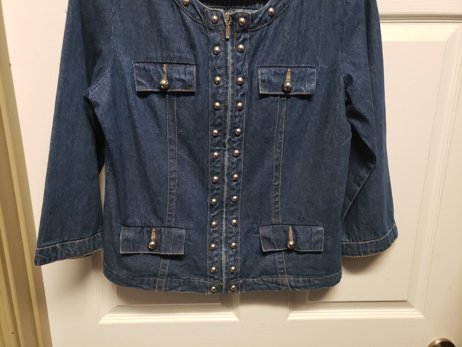 Westbound Womans Jacket Size M Silver Studs Zipper Zipper Front Pockets
