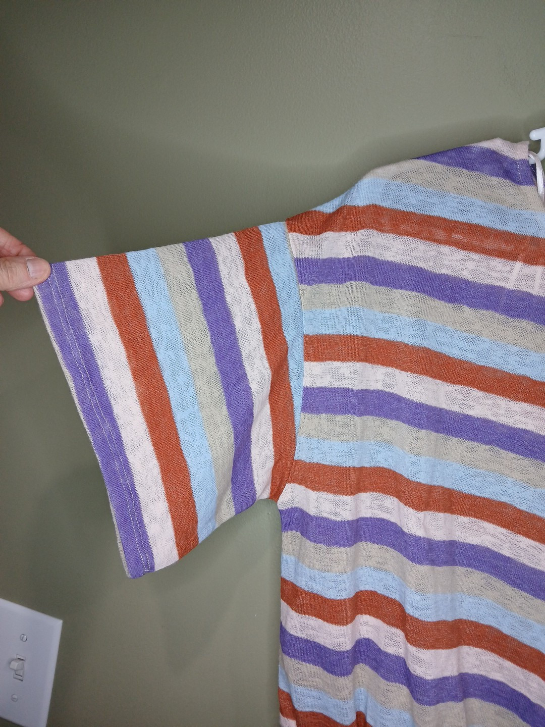 Socialite Nordstrom Medium Striped Short Sleeve Shirt Gathered Waist NWT