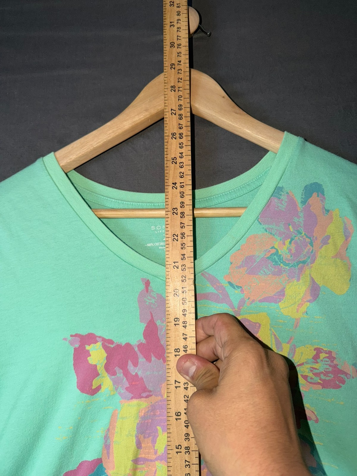Sonoma Life + Style Floral V‑Neck Tee Light Green Size XL – Soft Cotton Blend
