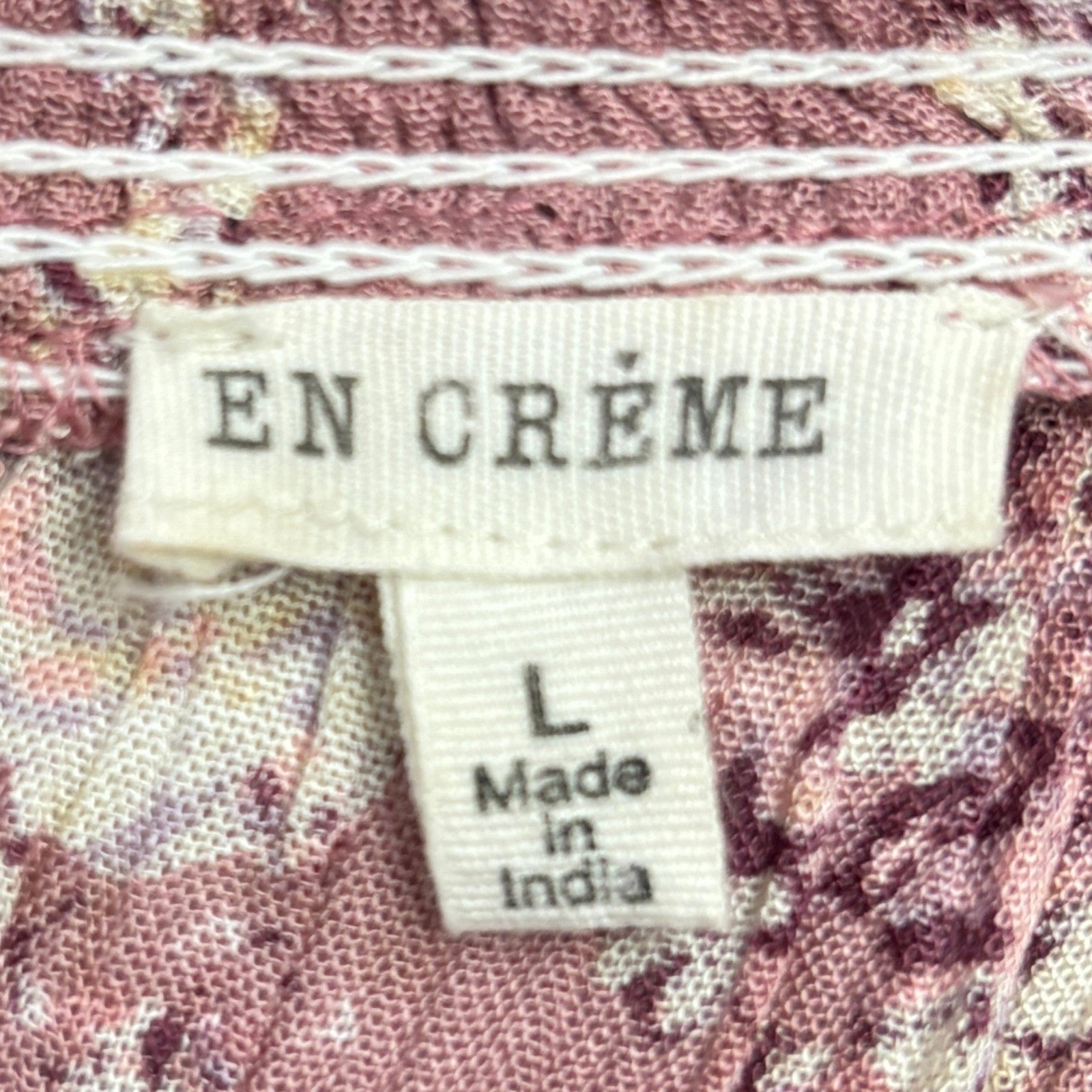 En Crème Boho Off-The-Shoulder Floral Blouse Women’s Large Mauve Rayon