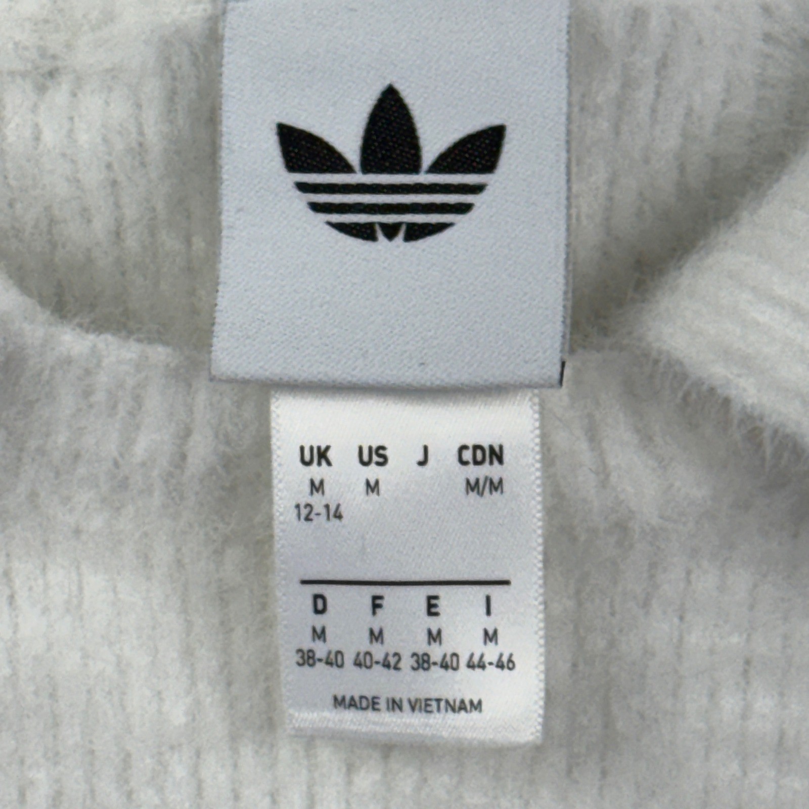 Adidas Polo Shirt Women Medium White Fuzzy Knit 3-Stripe Trefoil KE1301
