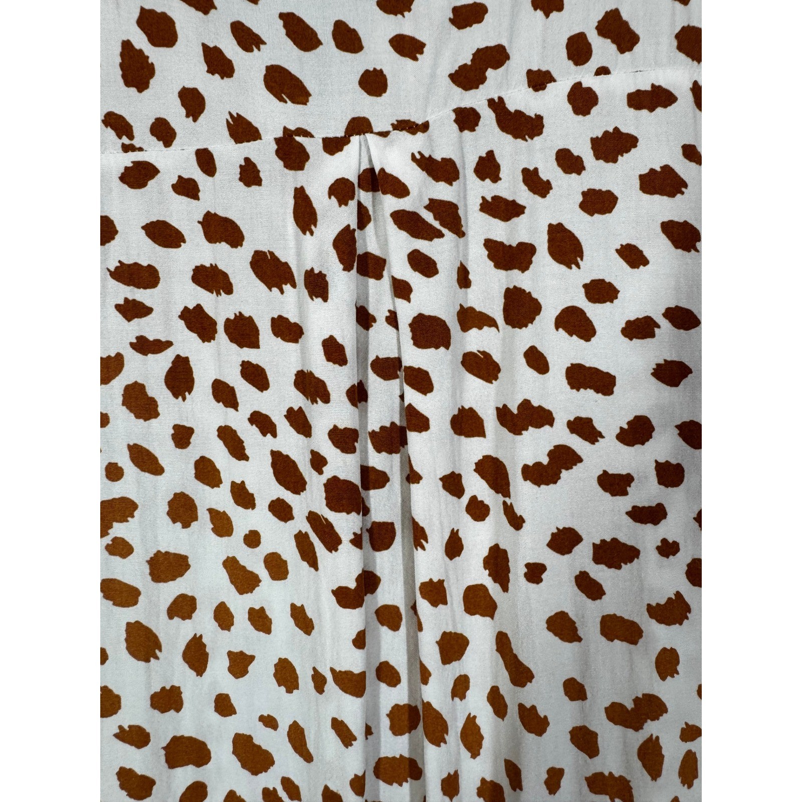 Umgee USA Women’s Medium Brown Animal Print Button Front Blouse Boho Rayon Top