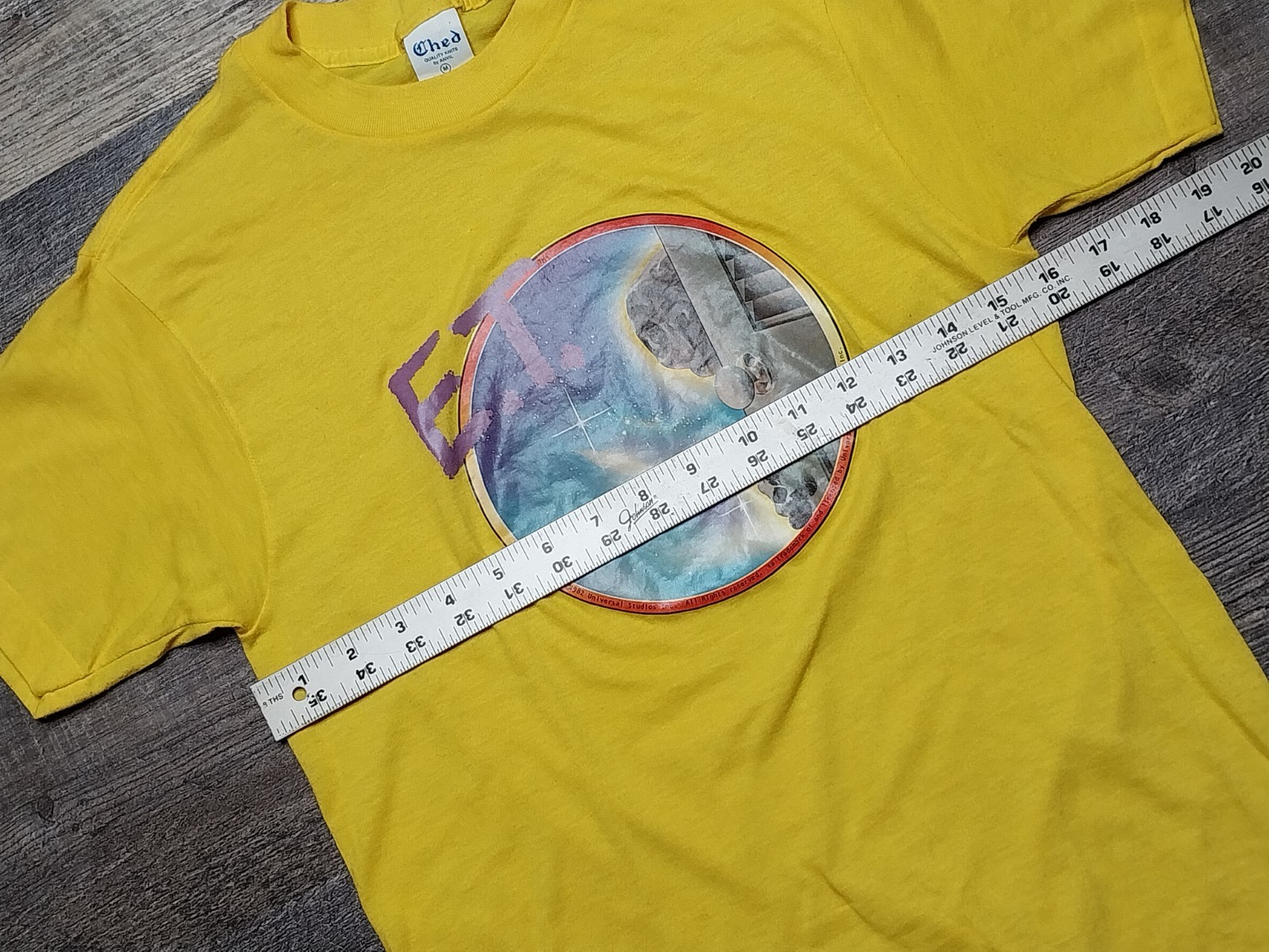 Vintage E.T. Shirt T-Shirt Women’s Medium 80s 1982 Yellow 100% Cotton Retro