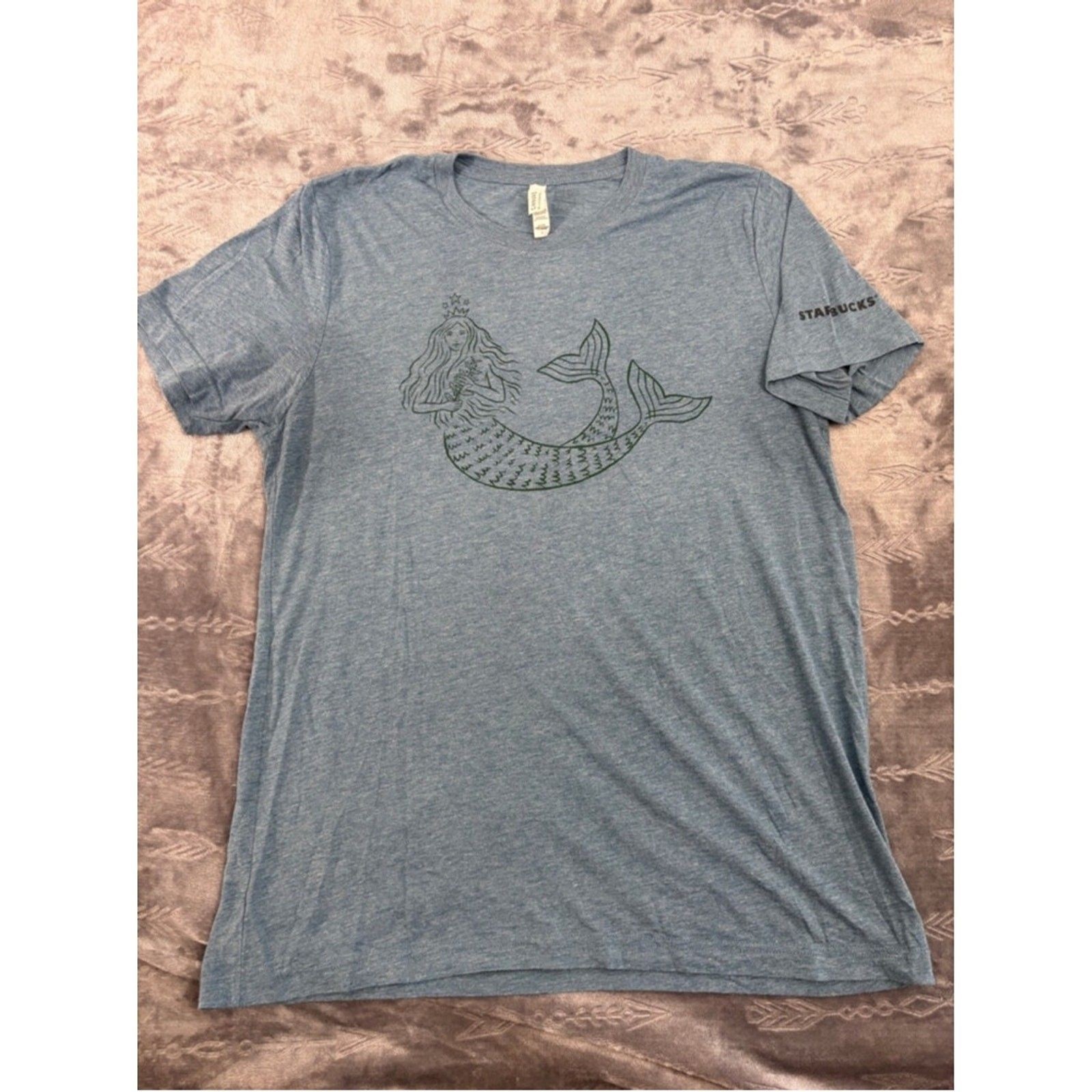 Starbucks Mermaid Graphic Tee Women’s L – Blue Coffee T-Shirt