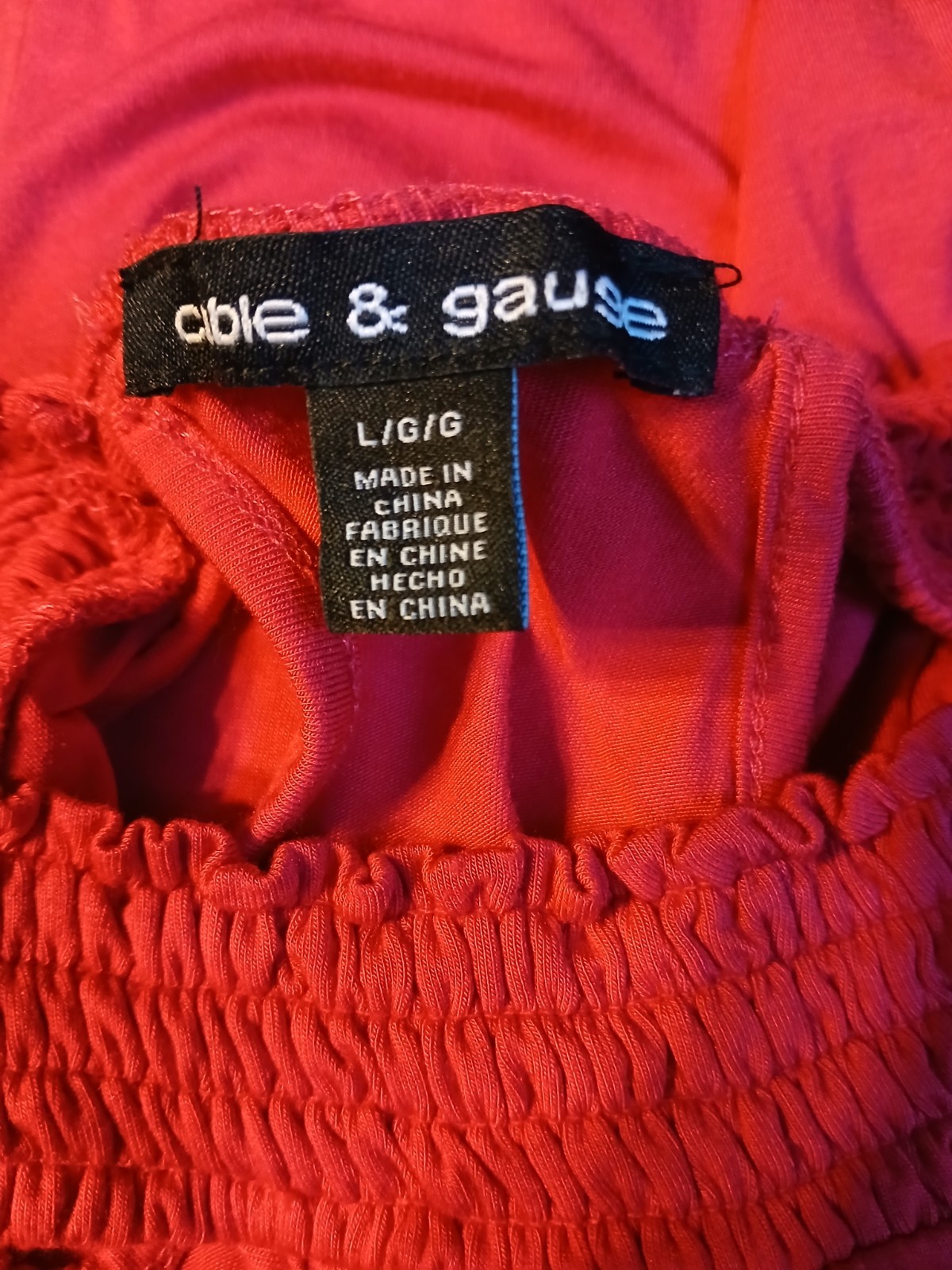Cable & Gauge Smocked Halter Top – Size Large – Hot Pink / Fuchsia