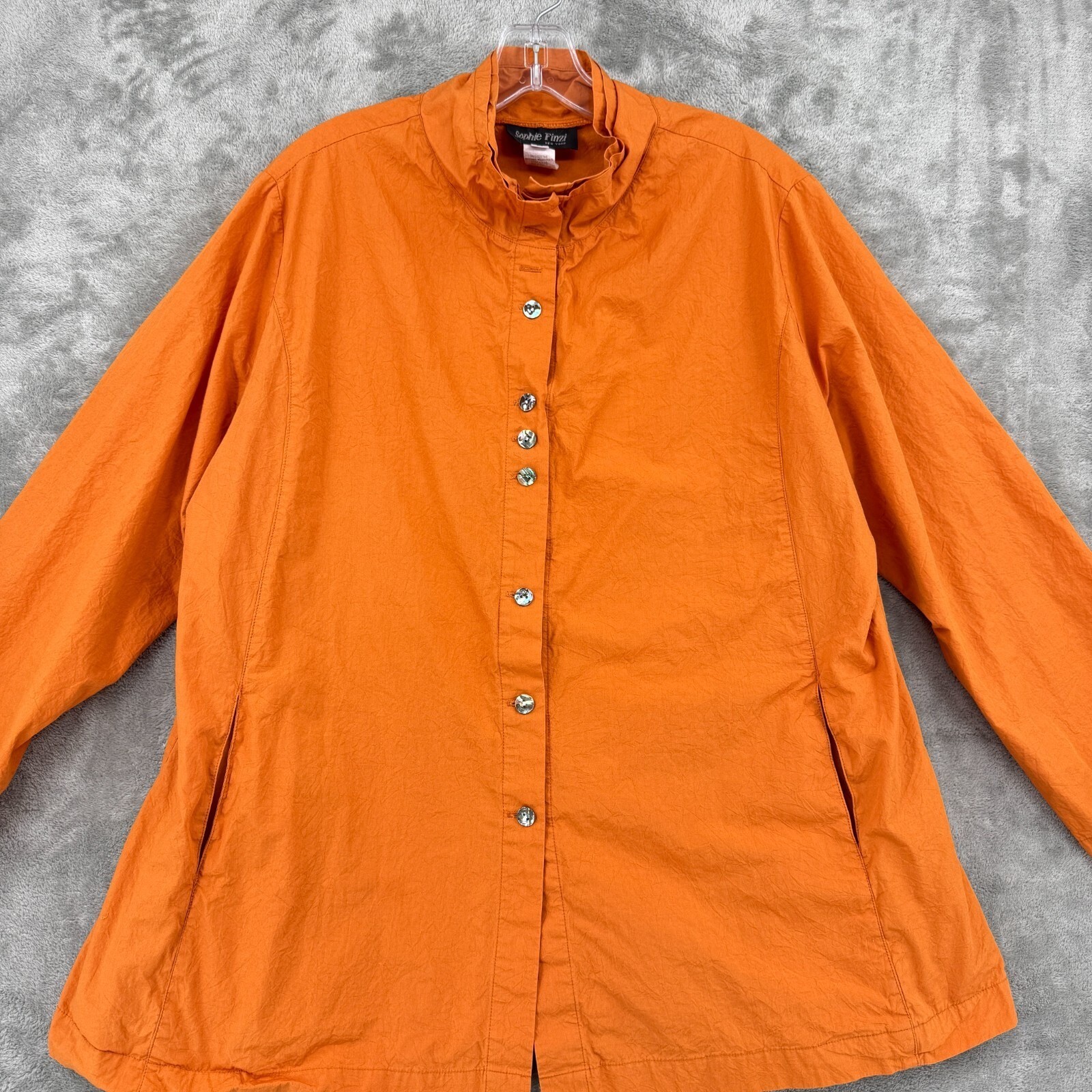 Sophie Finzi New York Top Womens Medium Lagenlook Tunic Pockets Boho Boxy Orange