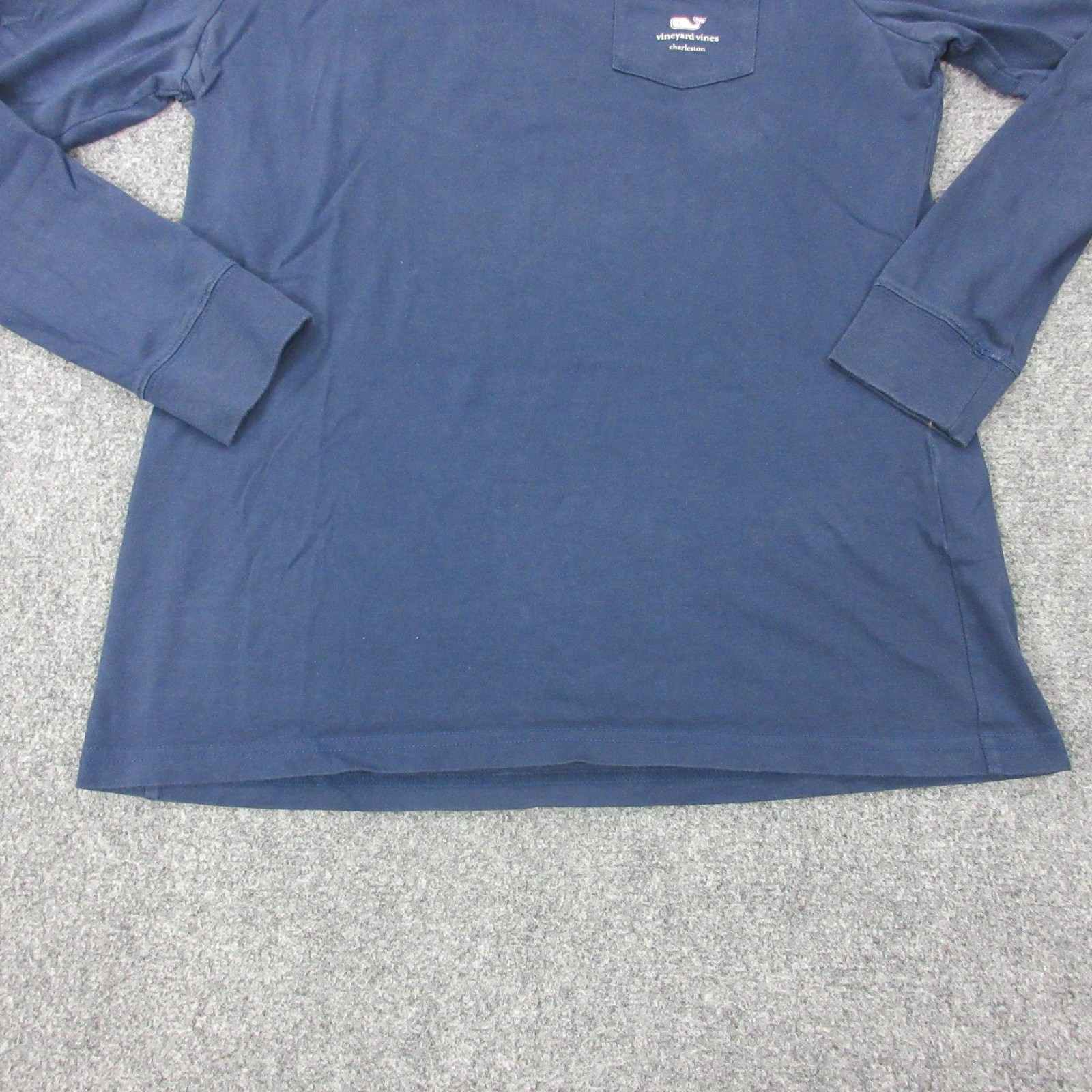 Vineyard Vines Shirt Womens Small Blue Charleston Whale Logo Pocket Long Sleeve