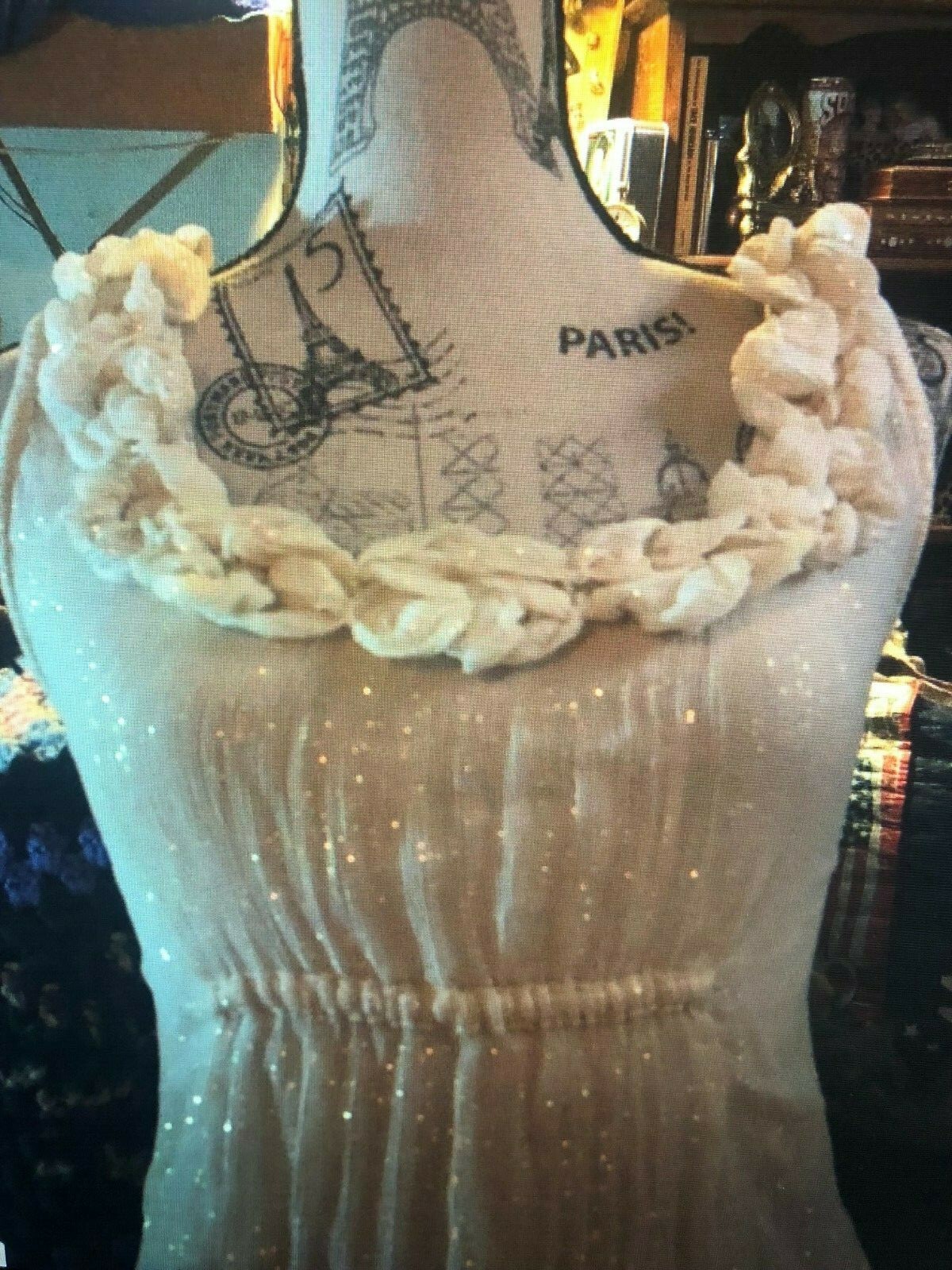 ANTHROPOLOGIE YOANA BARASCHI Sassy Champagne+Gold Blouse Size 0