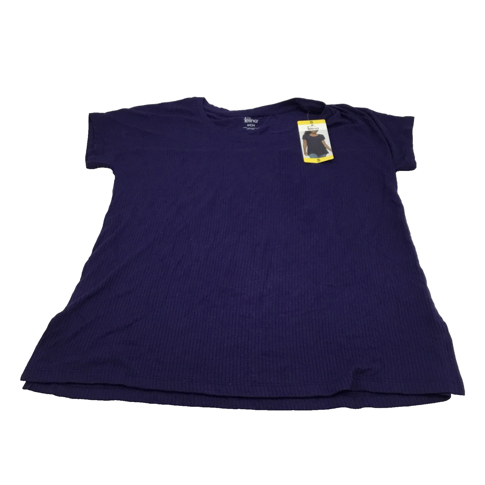 Felina Women Slub Crew Short Sleeve Tshirt, Blue( Astral Aura), Sz: L