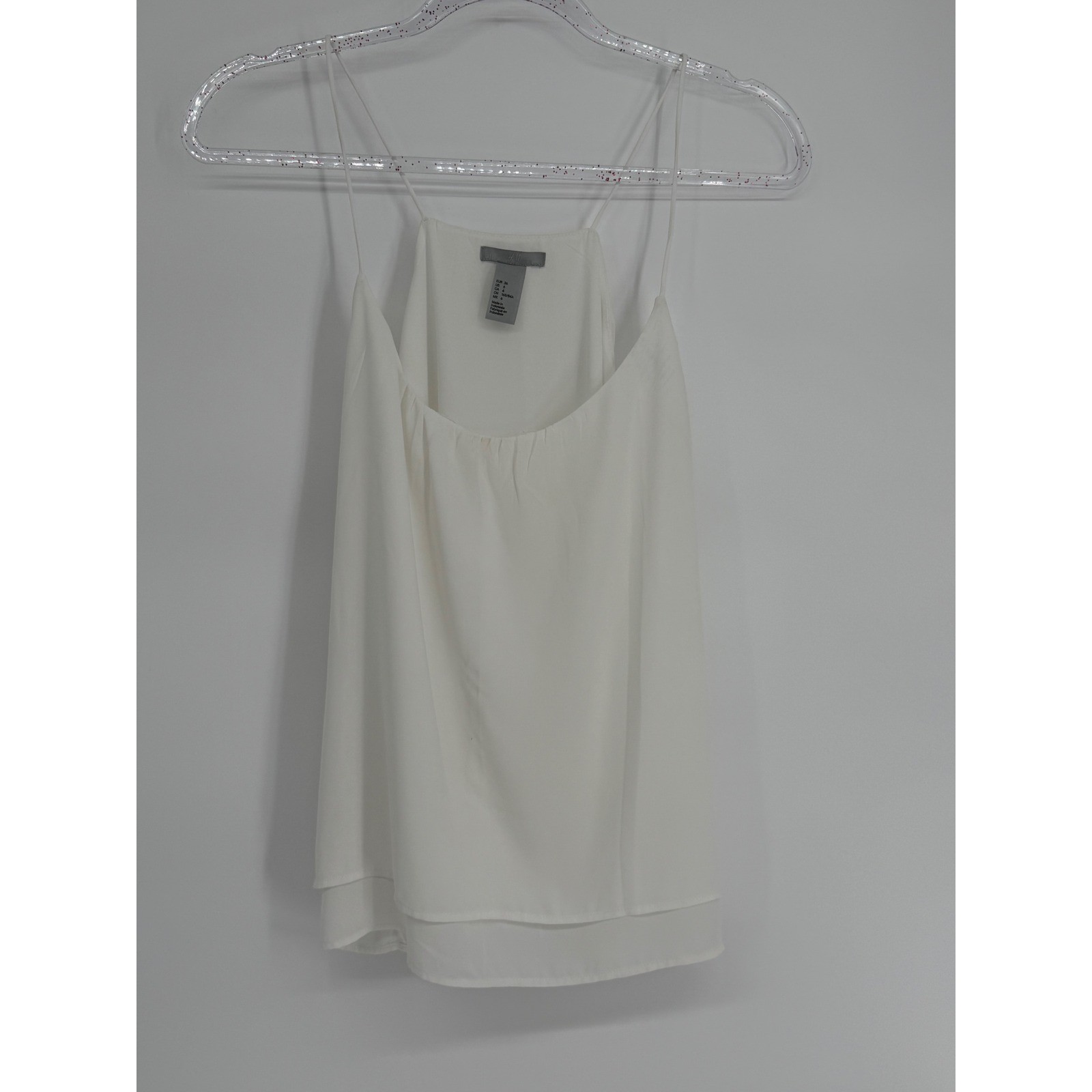 HM Womens White Double Layered Spaghetti Strap Camisole Top Sz 6