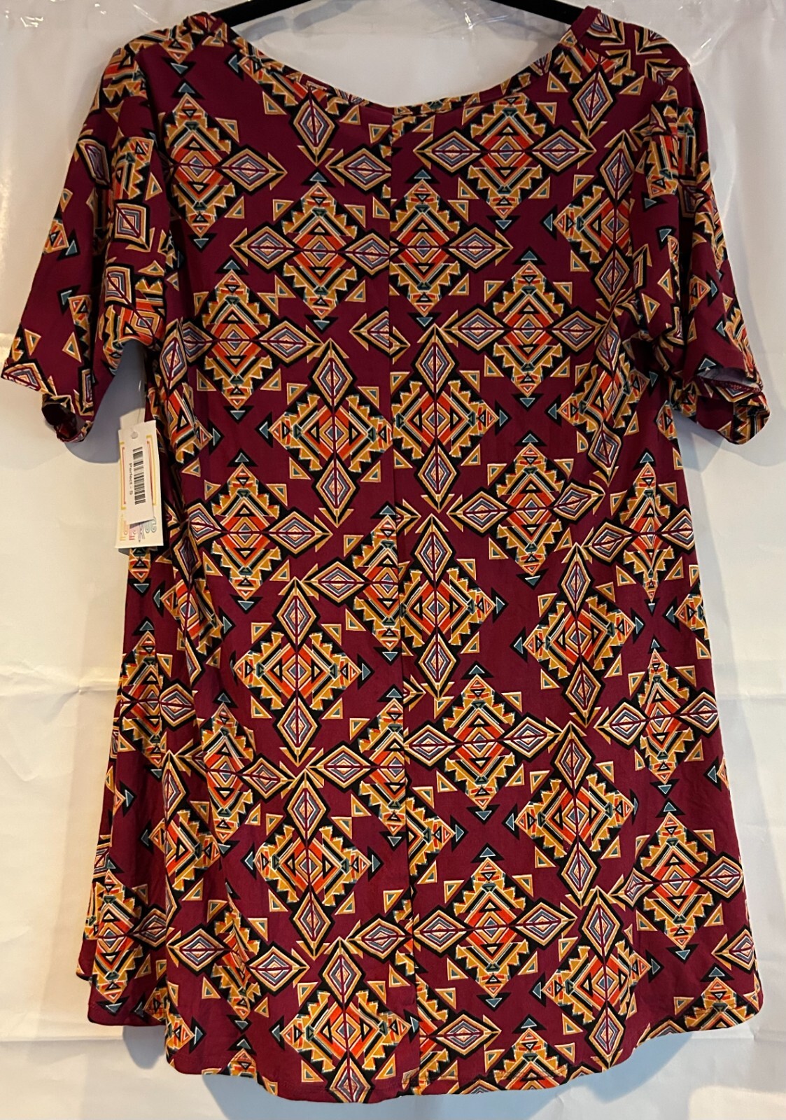 LuLaRoe Perfect Tunic Size S Red Multicolor Geometric Design