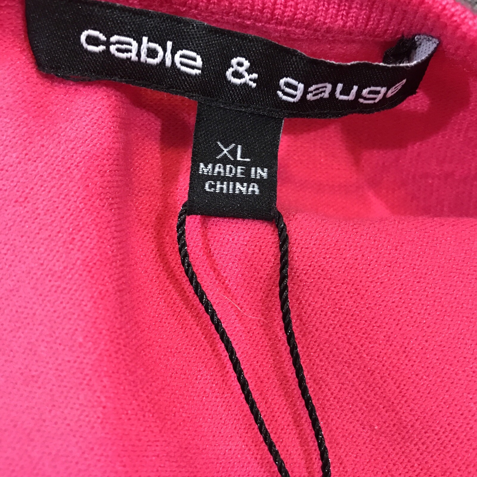 Cable & Gauge Womens Knit Sweater Top Hot Pink Fine Knit Short Sleeve XL