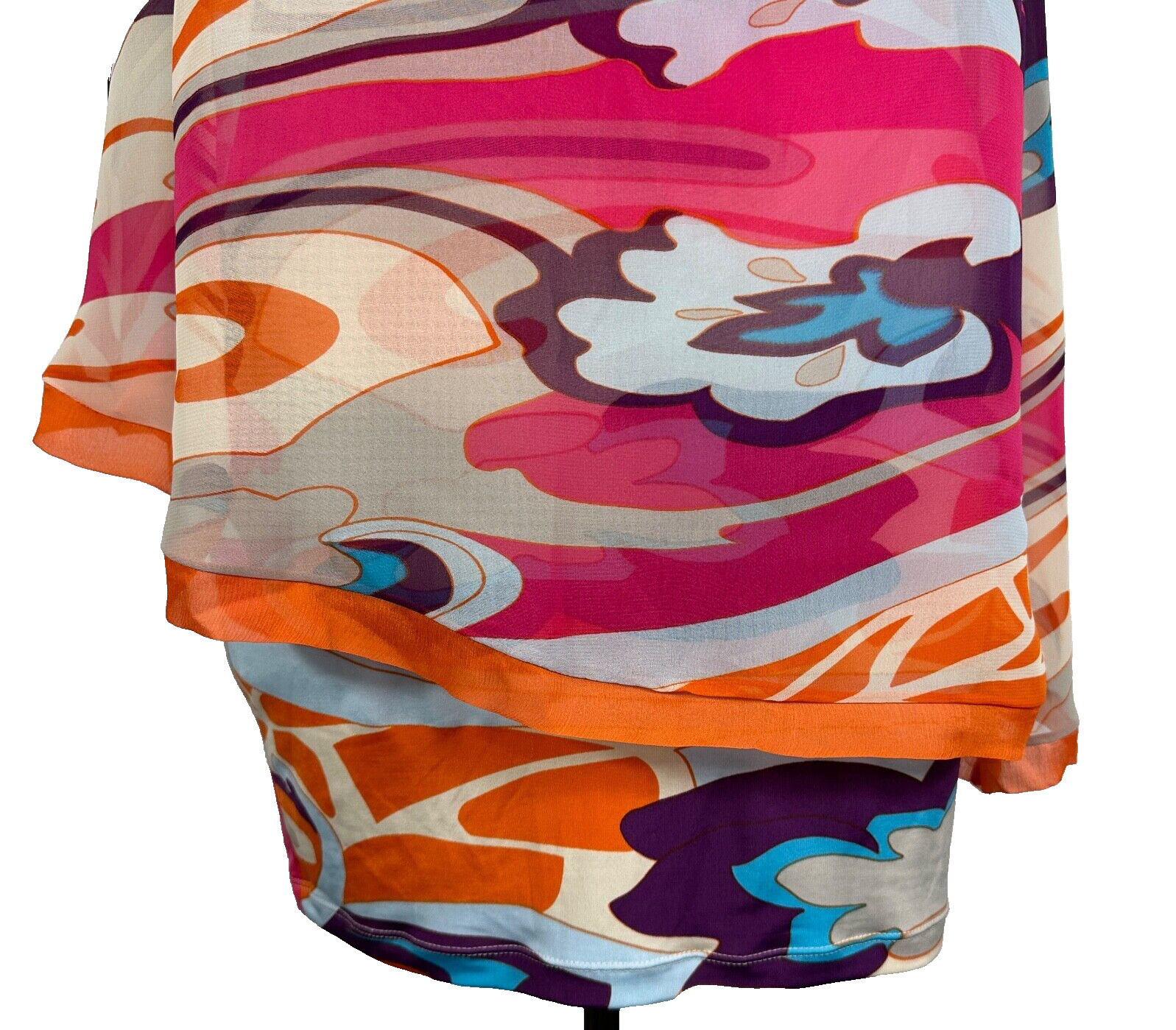 NWT Analili Bright Women’s S Multilayered Silk/Polyester Pattern Multicolor Top
