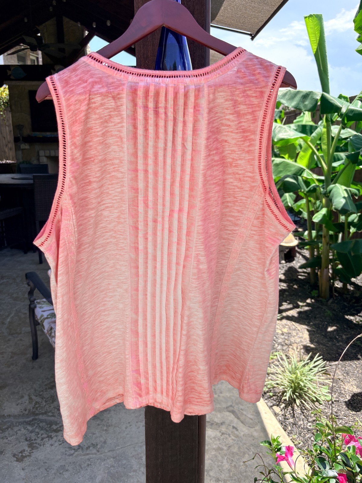 NWT Soft Surroundings Tank 2X Coral Cotton Resort Beach Vacation Summer SEU73