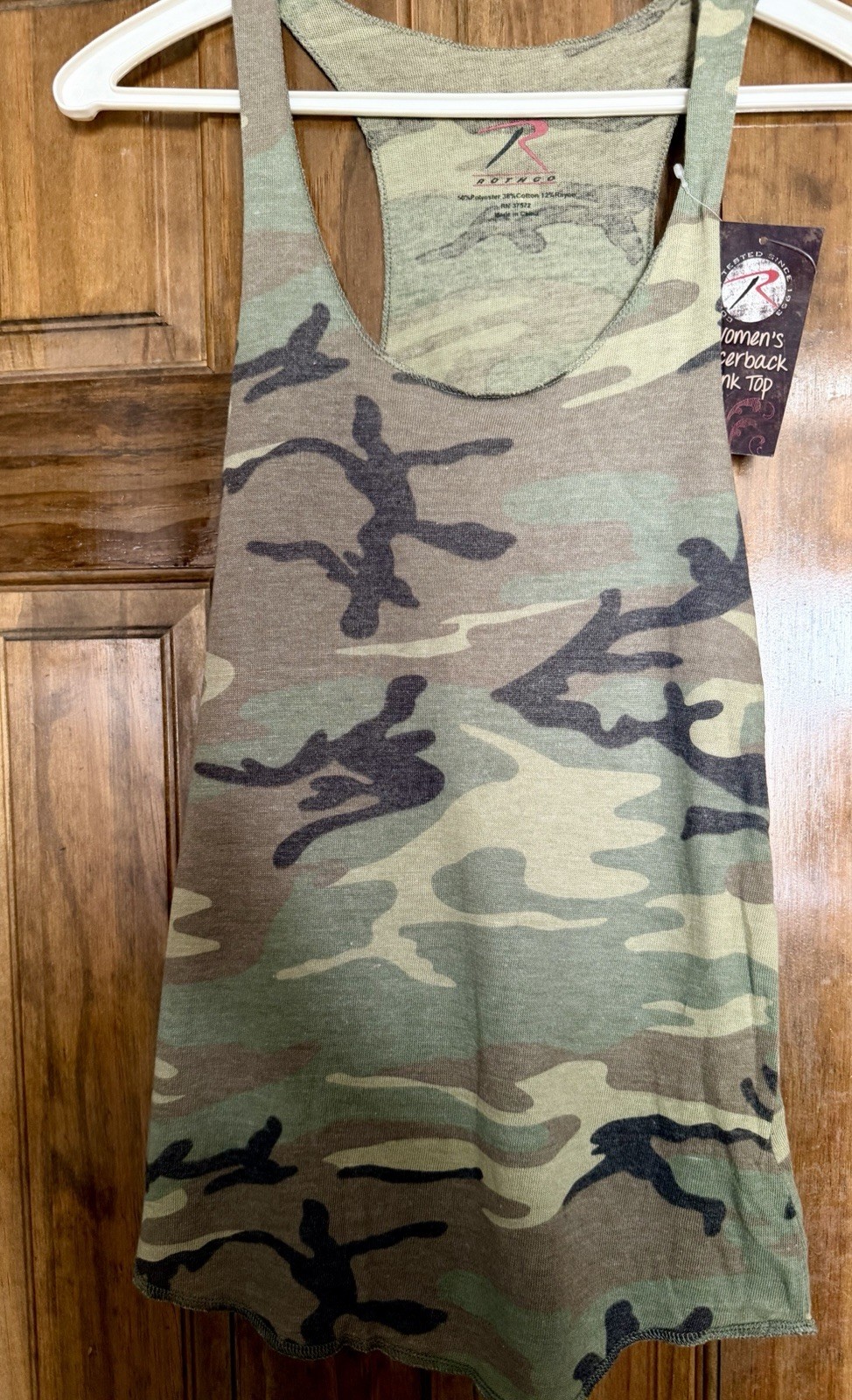 Rothco Combat Tested Woman’s Woodland Camo Ribbed Tank Top Sz S NWT