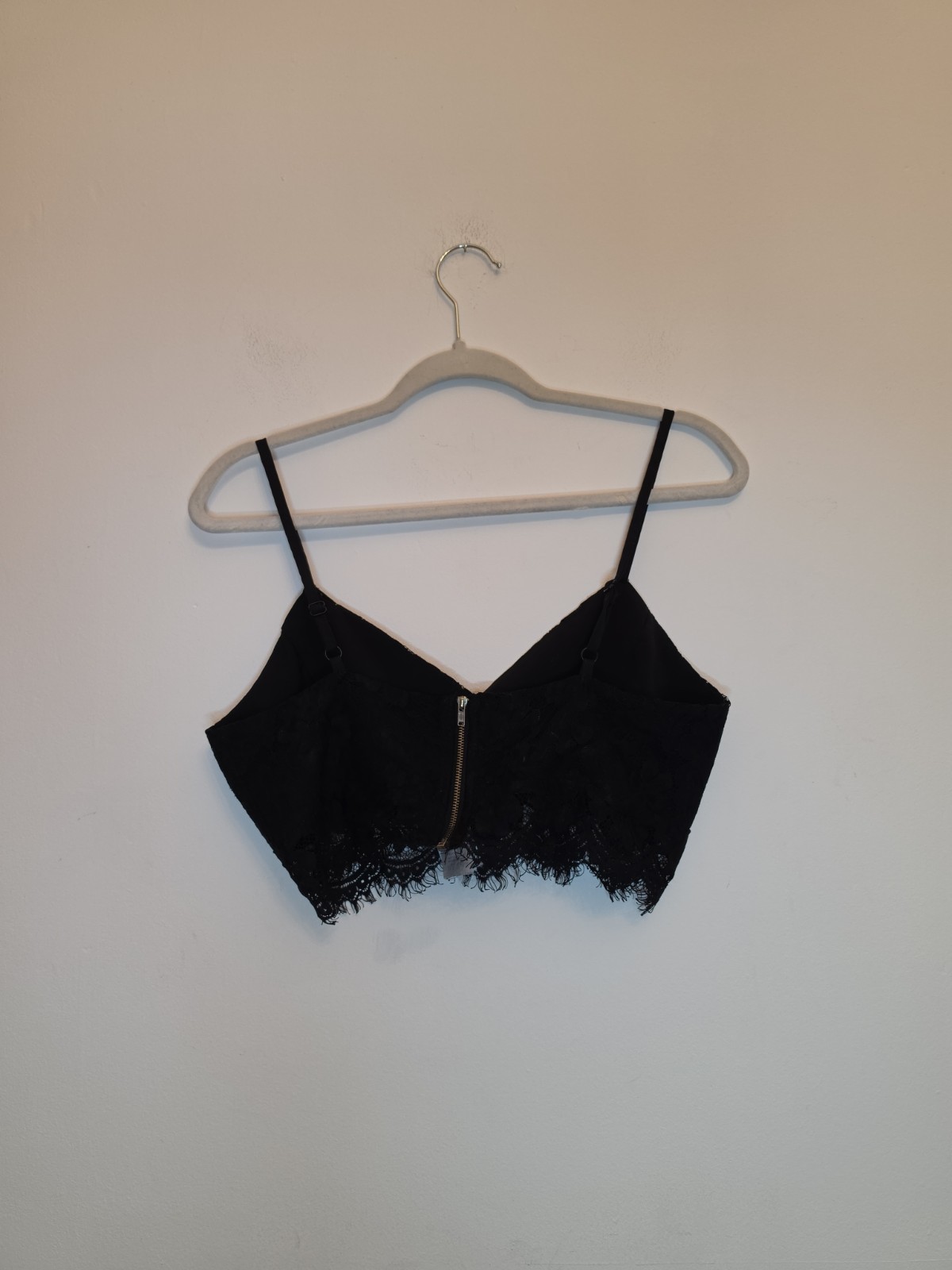 Black Sexy Lace Crop Wrap Eyelash Bralet Bralette Top Shirt Lingerie Size 10 UK