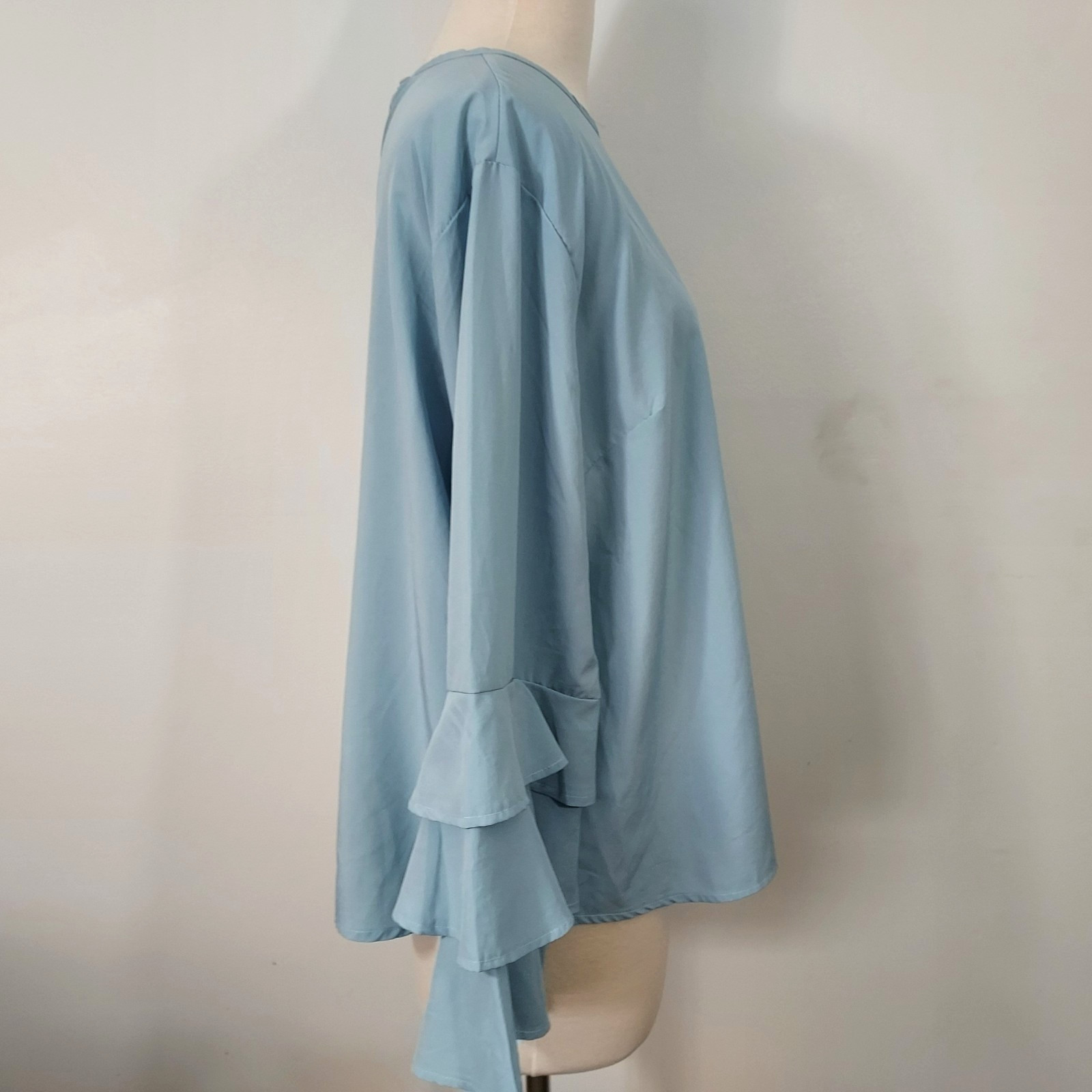 Zanzea Collection Shirt Top Tiered Bell Sleeve Lightweight Blue Women Size 5XL