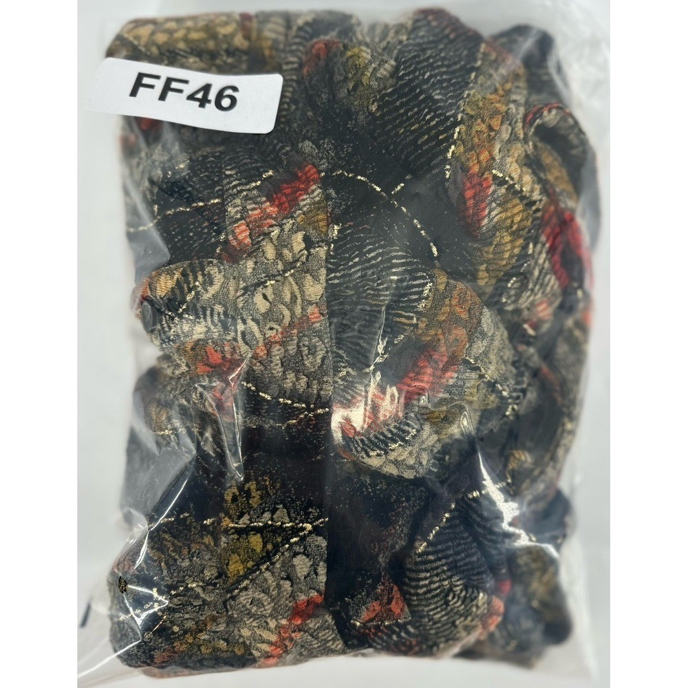 Paris IQ Artistic Print Peplum Sz L Top Black Rust Textured Flowy Statement FF46