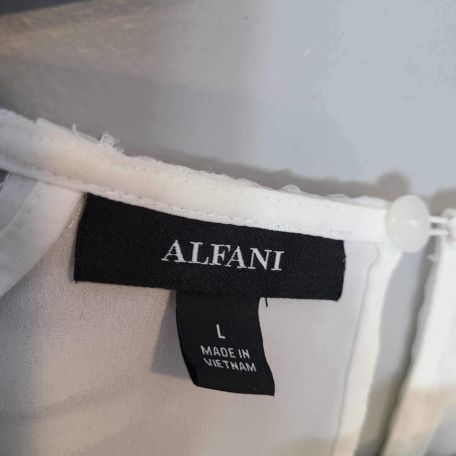 Alfani White sheer top Sz Large Boho Cottage Long Sleeve Resort Wedding Beach