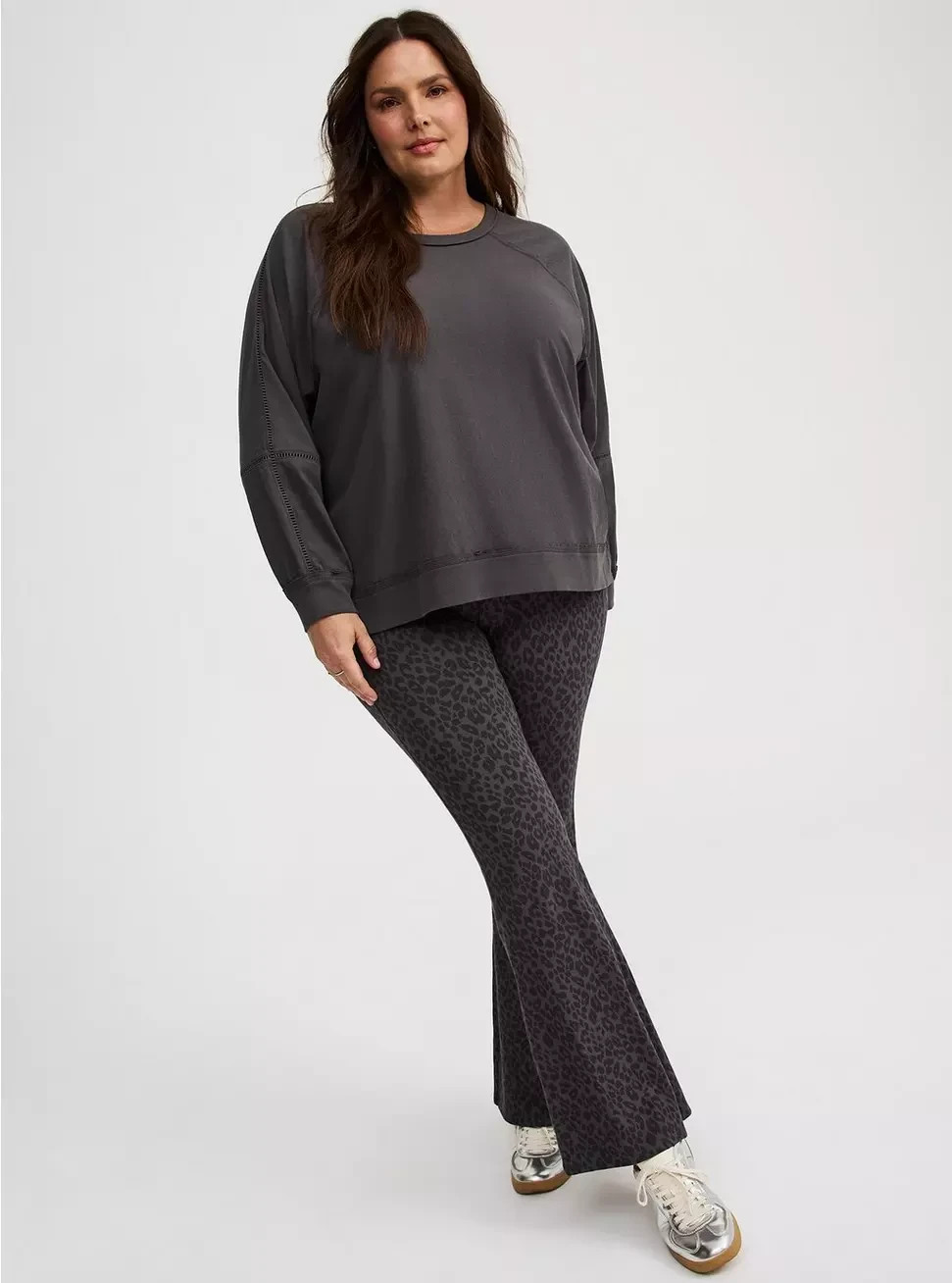 Torrid Plus 1X Long Sleeve Relaxed Dolman Tee Crew Neck Vintage Black NWT