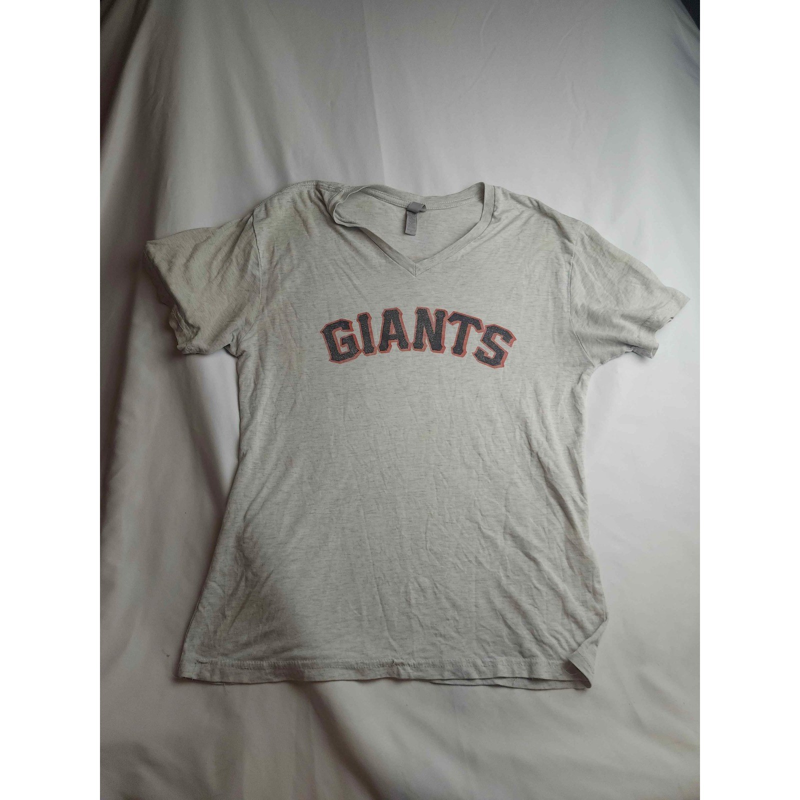 San Francisco Giants Charlie Culberson 33 V-Neck T-Shirt Gray Womens
