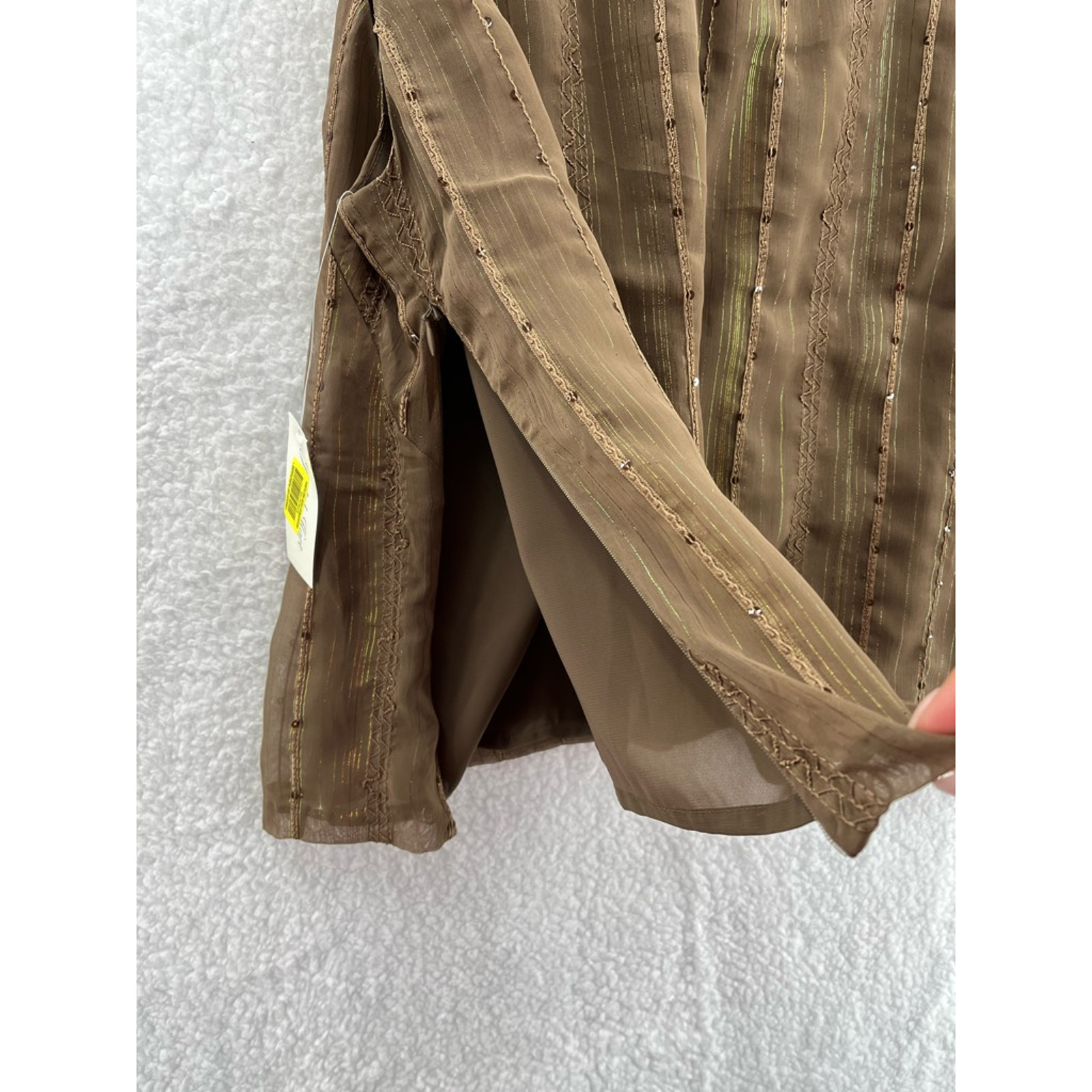 Judith Hart Collection Womens Blouse Brown Stripe Sleeveless Embellished 14 New