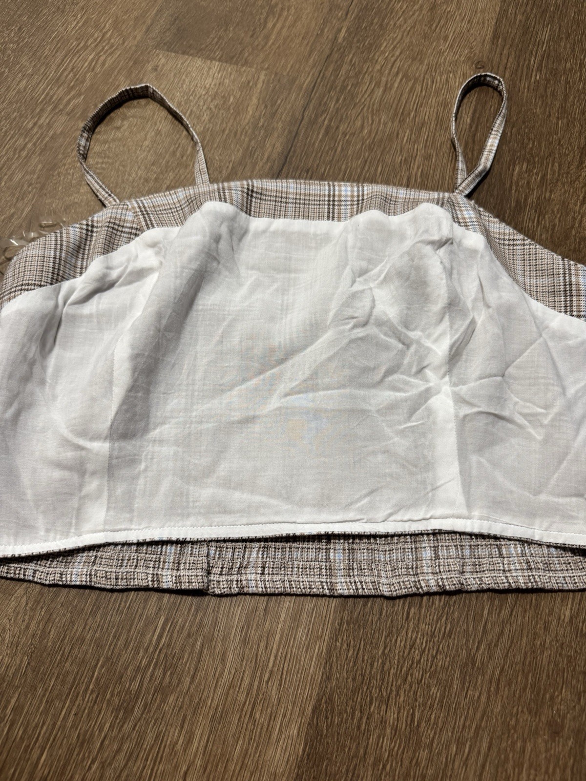Aeropostale Tank Brown Plaid Stretch Adjustable Straps Summer New With Tags XL
