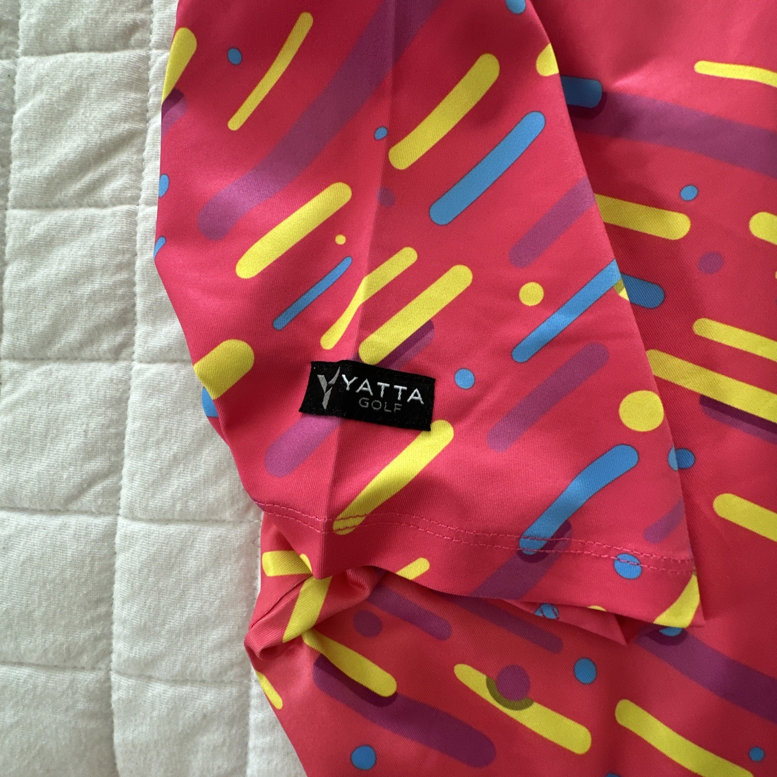 Yatta Polo Shirt Womens XXL Pink Geometric Gimme Confetti Print Golf Athleisure