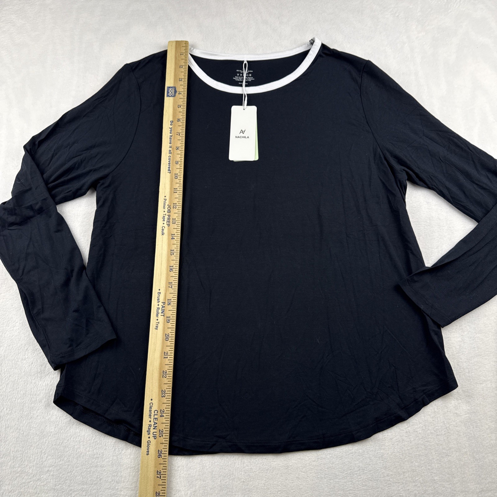 Nachila Womens Size Large Long Sleeve Bamboo Spandex Black New With Tags