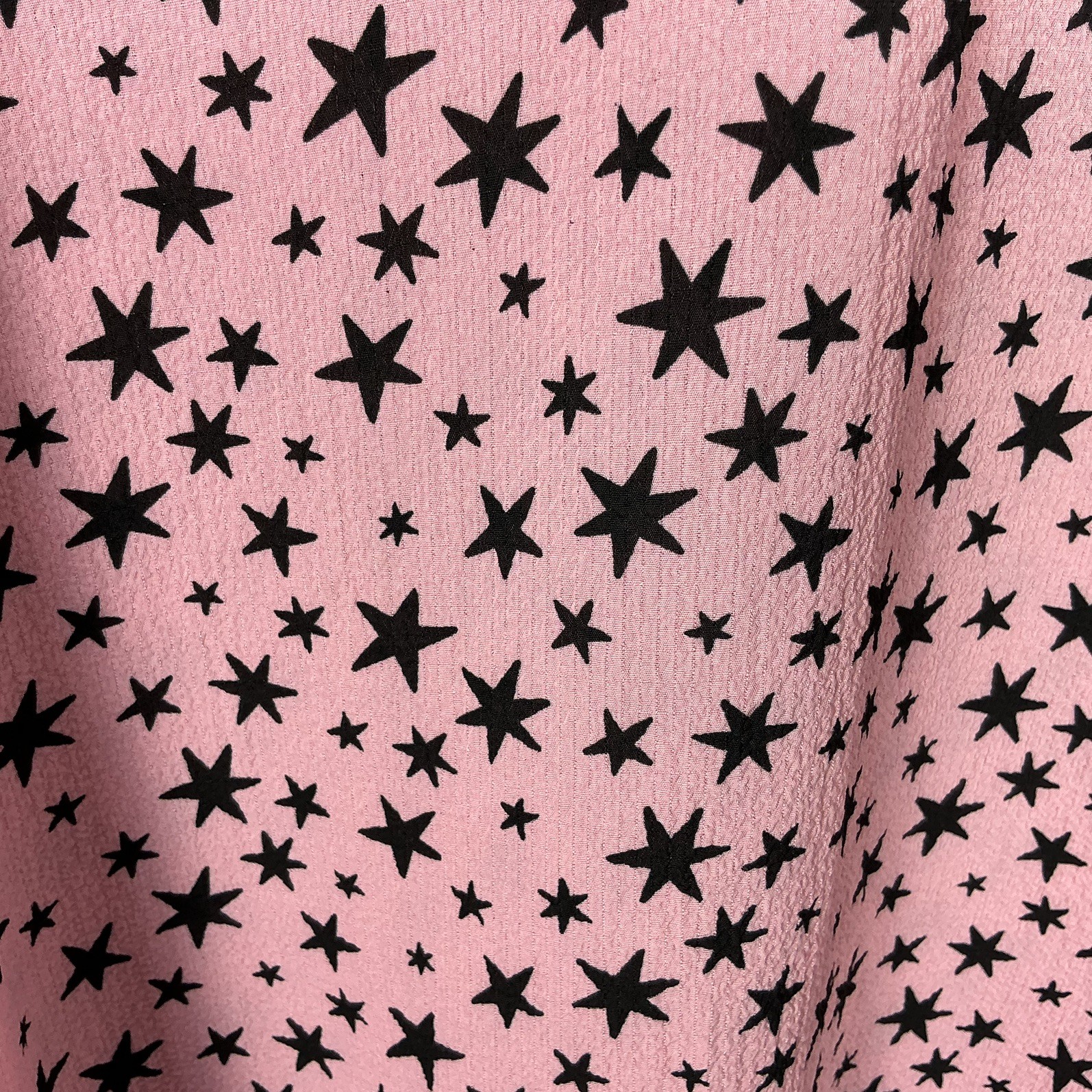 Marks & Spencer Top Size 18 Pink with Black Star Print Round Neck Long Sleeves