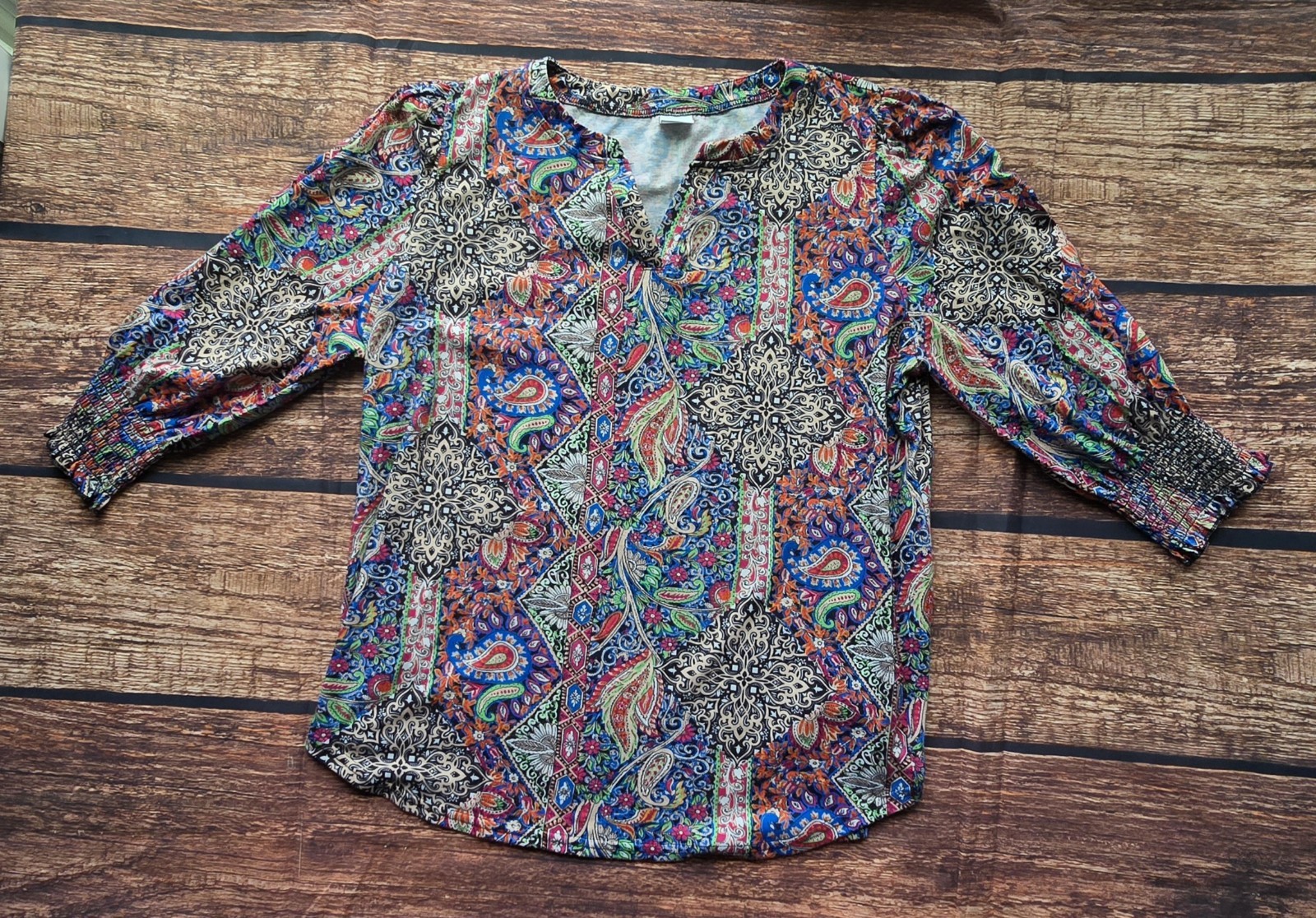 Women’s Xieerduo Popover V neck top blouse Size XXL Paisley
