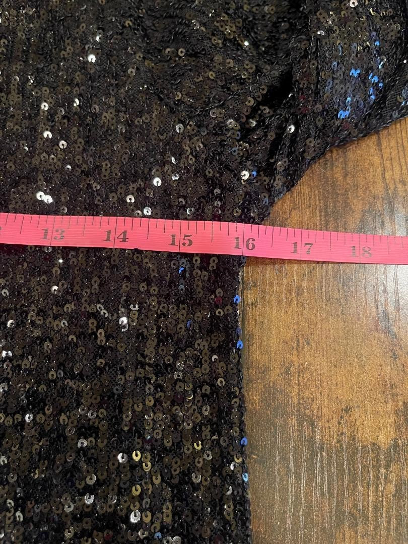 Cable & Guage Womens BNWT Black Full Sequin, One sleeve, One Strap Blouse Small